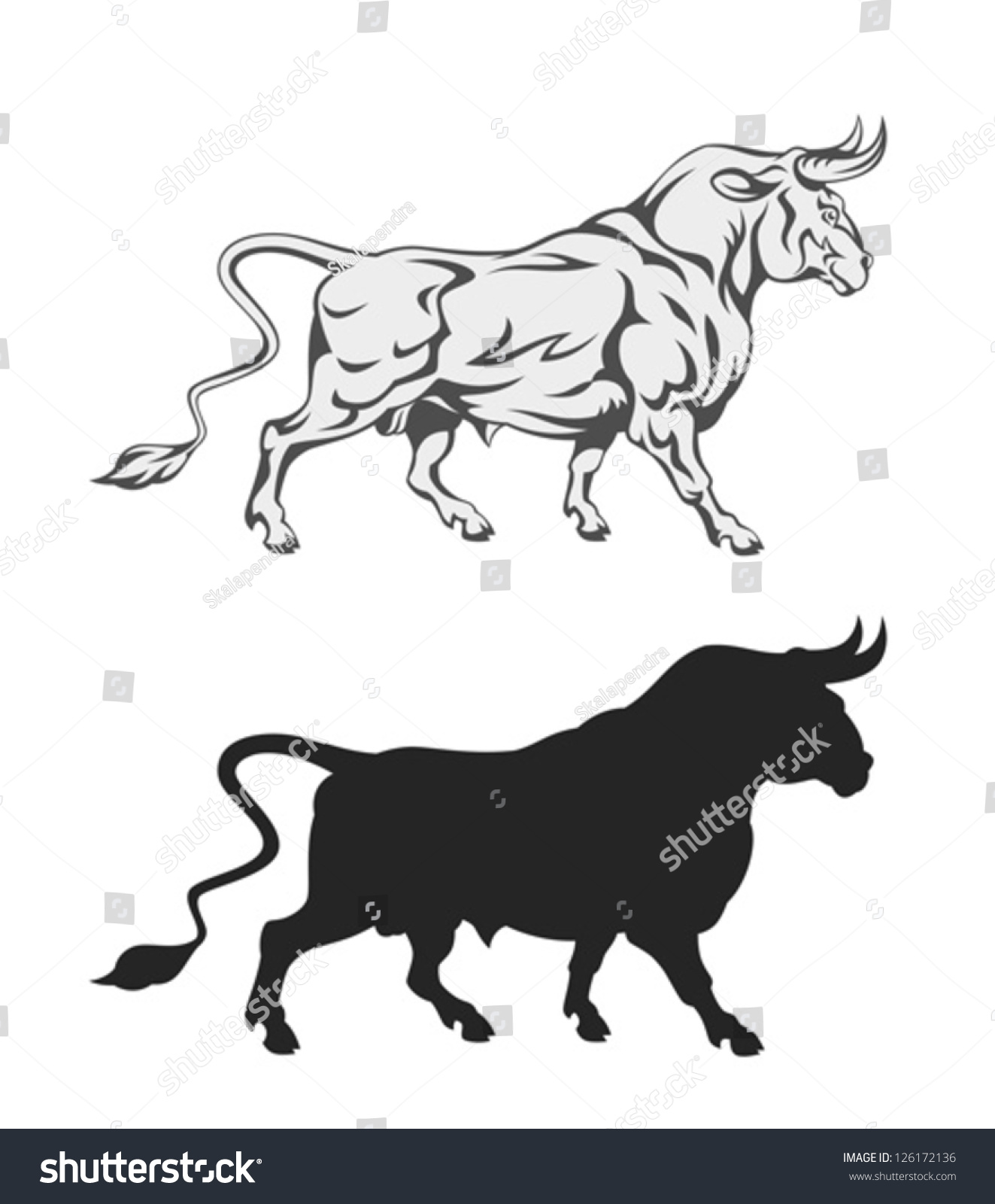 Bull Stock Vector (Royalty Free) 126172136 | Shutterstock