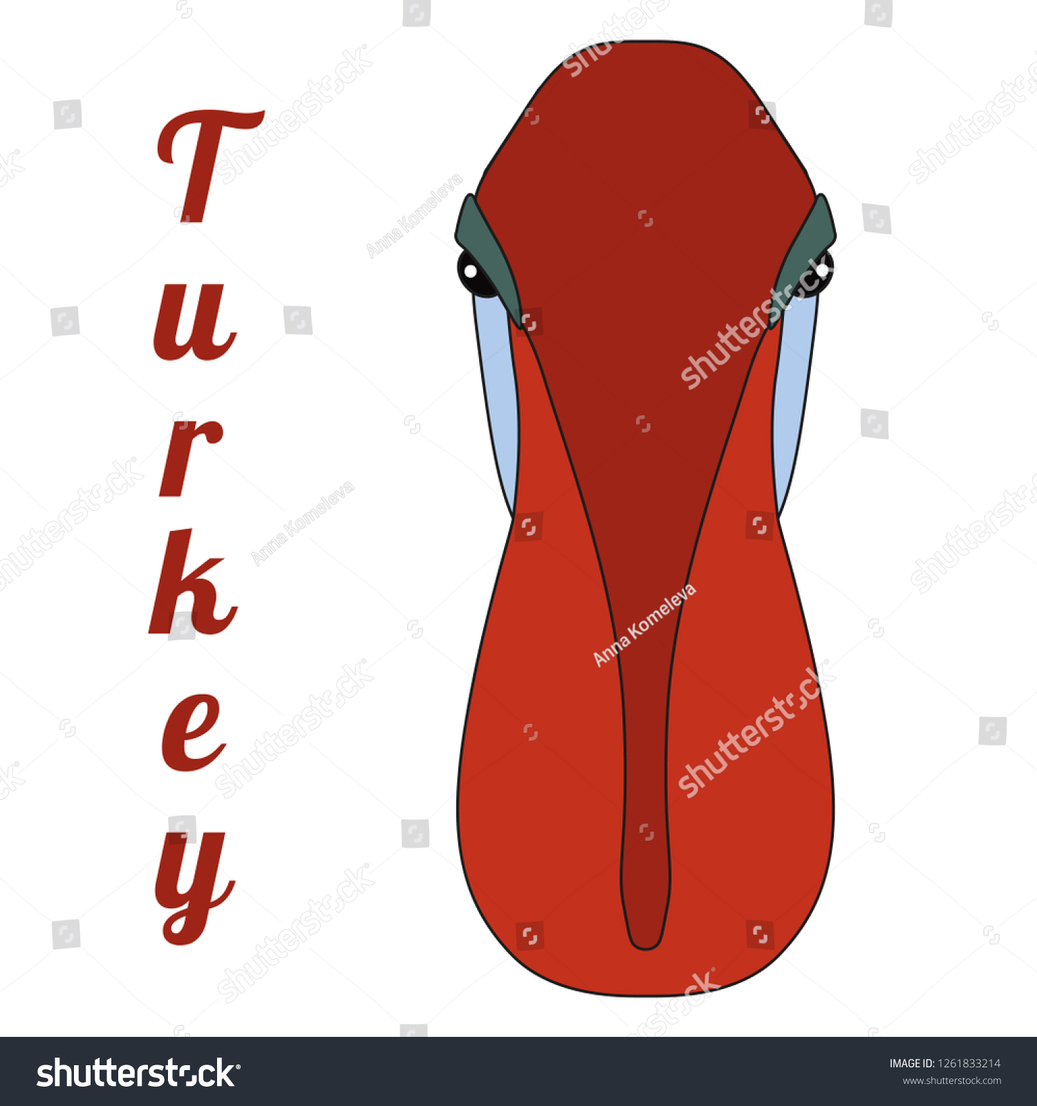 Portrait Turkey Head Color Illustration Flat Stock Vector (Royalty Free ...