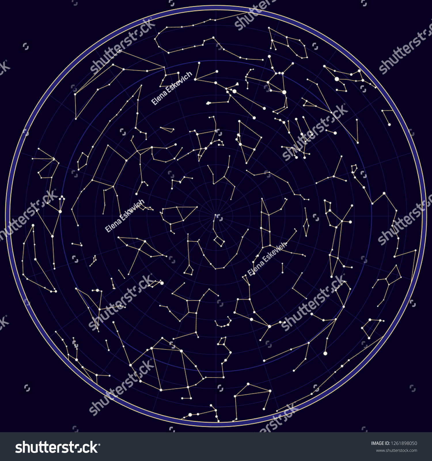 Vector Map Southern Sky Constellations Stock Vector (Royalty Free ...