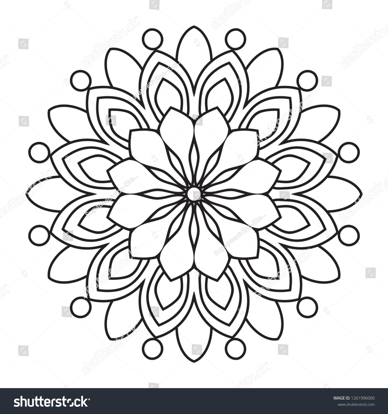 Easy Mandalas Mandala Flowers Coloring Page Stock Illustration ...