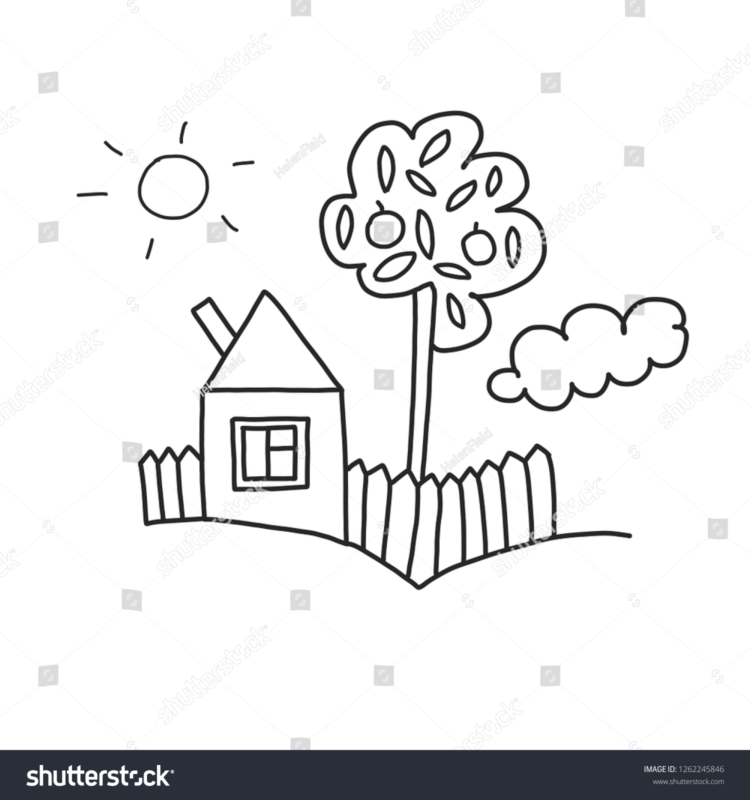 Vector House Coloring Page Book Kids Stock Vector (Royalty Free ...