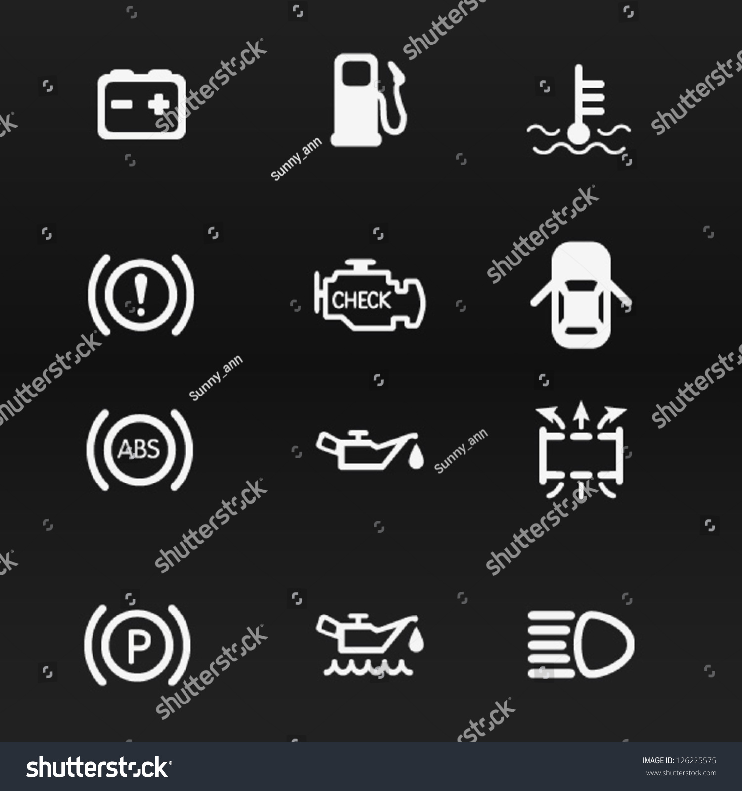 Car Dashboard Vector Icons Set 1 Stock Vector (Royalty Free) 126225575 ...