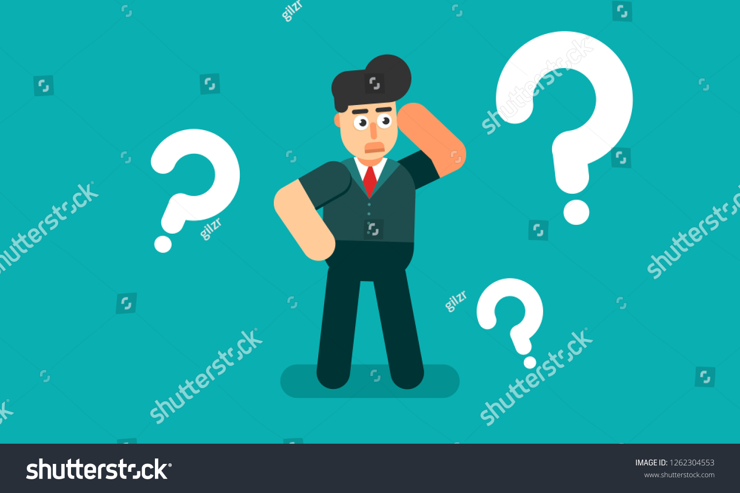 Businessman Confused Question Mark Cartoon Character Stock Vector ...