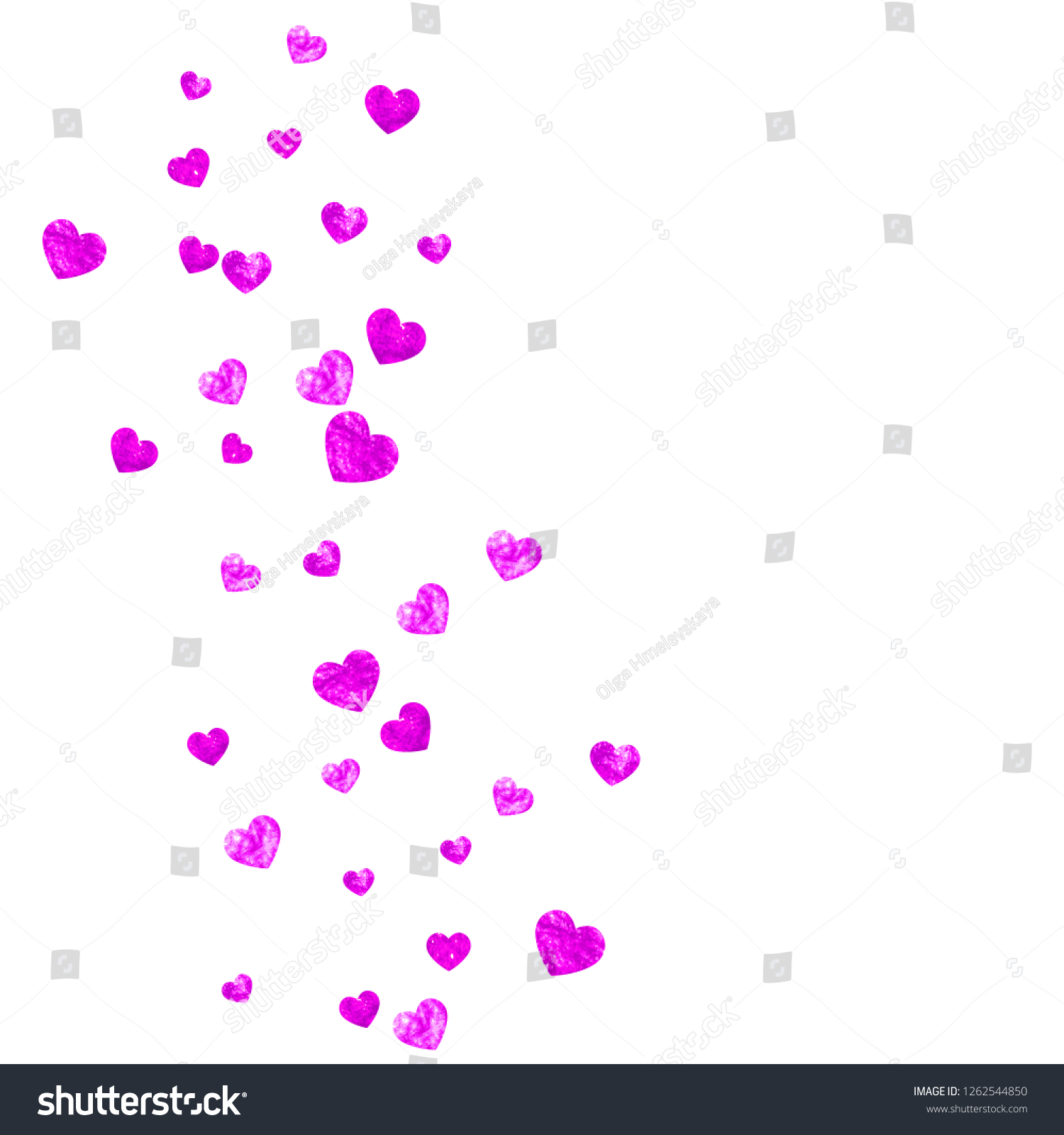 Heart Confetti Background Pink Glitter Valentines Stock Vector Royalty Free 1262544850 