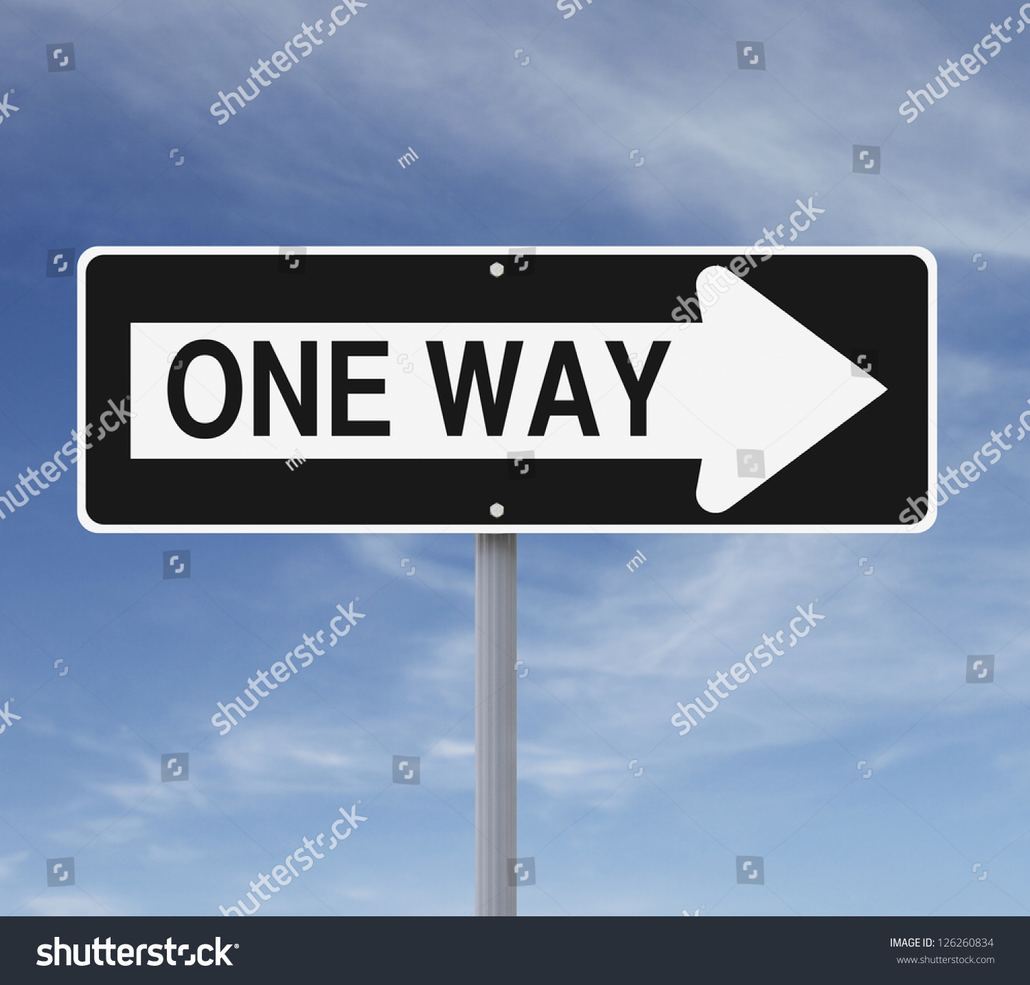 One Way Sign Against Blue Sky Stock Photo 126260834 | Shutterstock