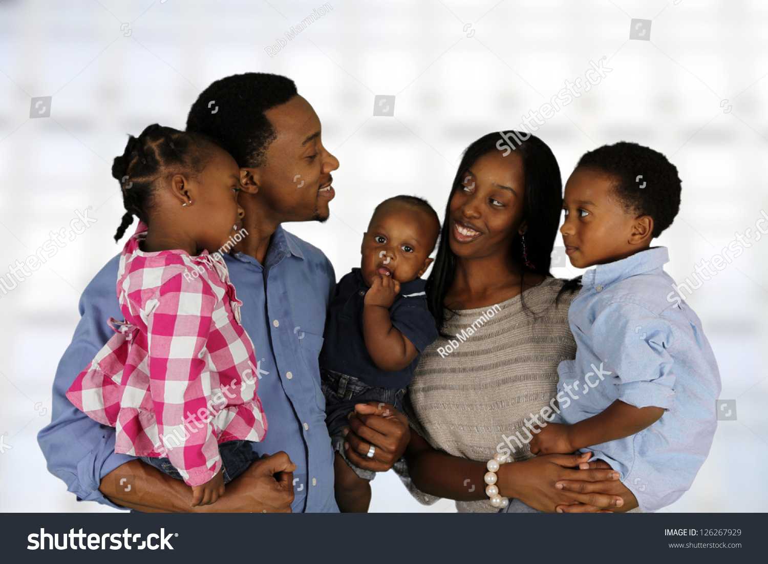 African American Family Together Inside Their Stock Photo 126267929 ...