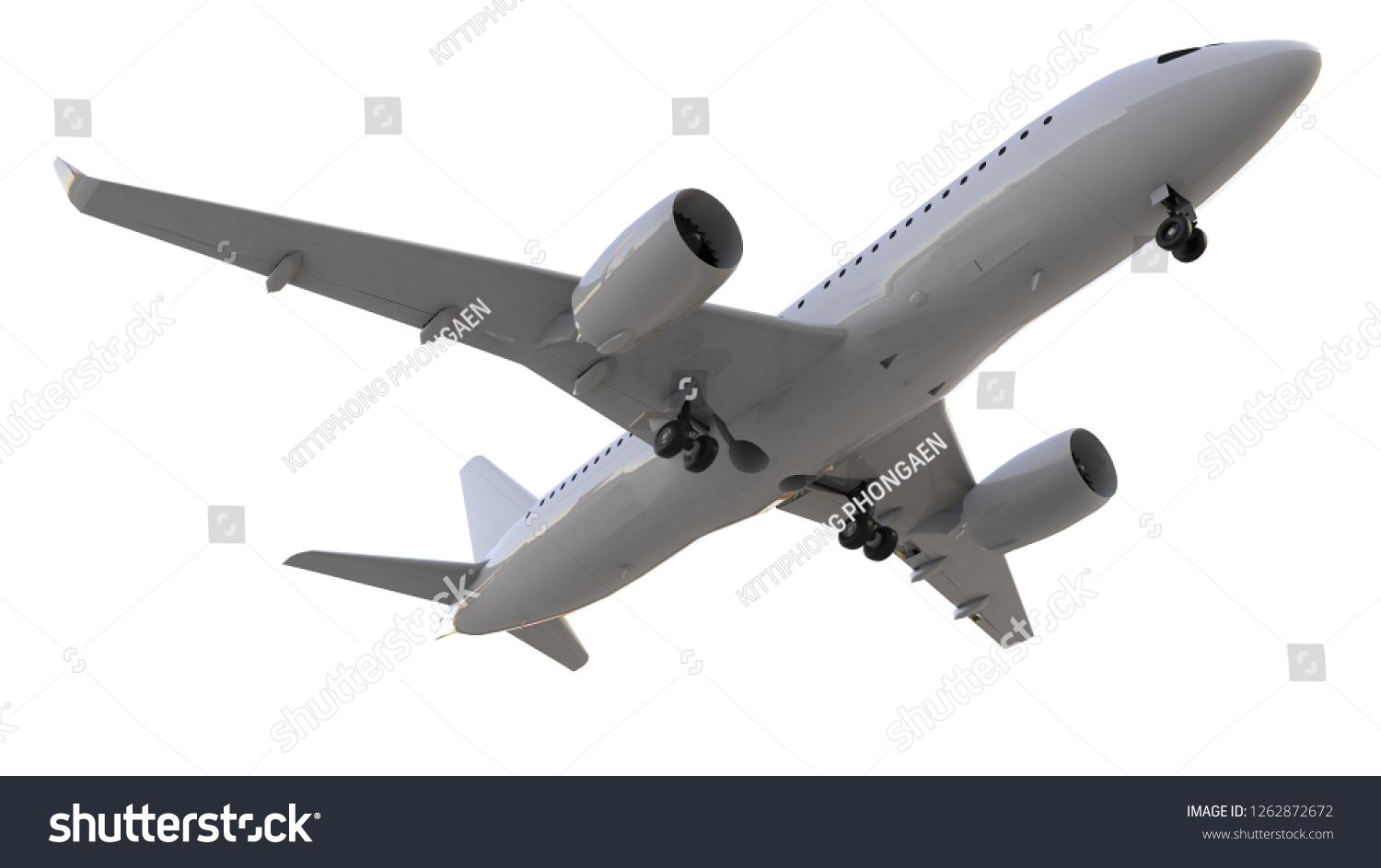 Plane On White Background 3d Render Stock Illustration 1262872672 ...