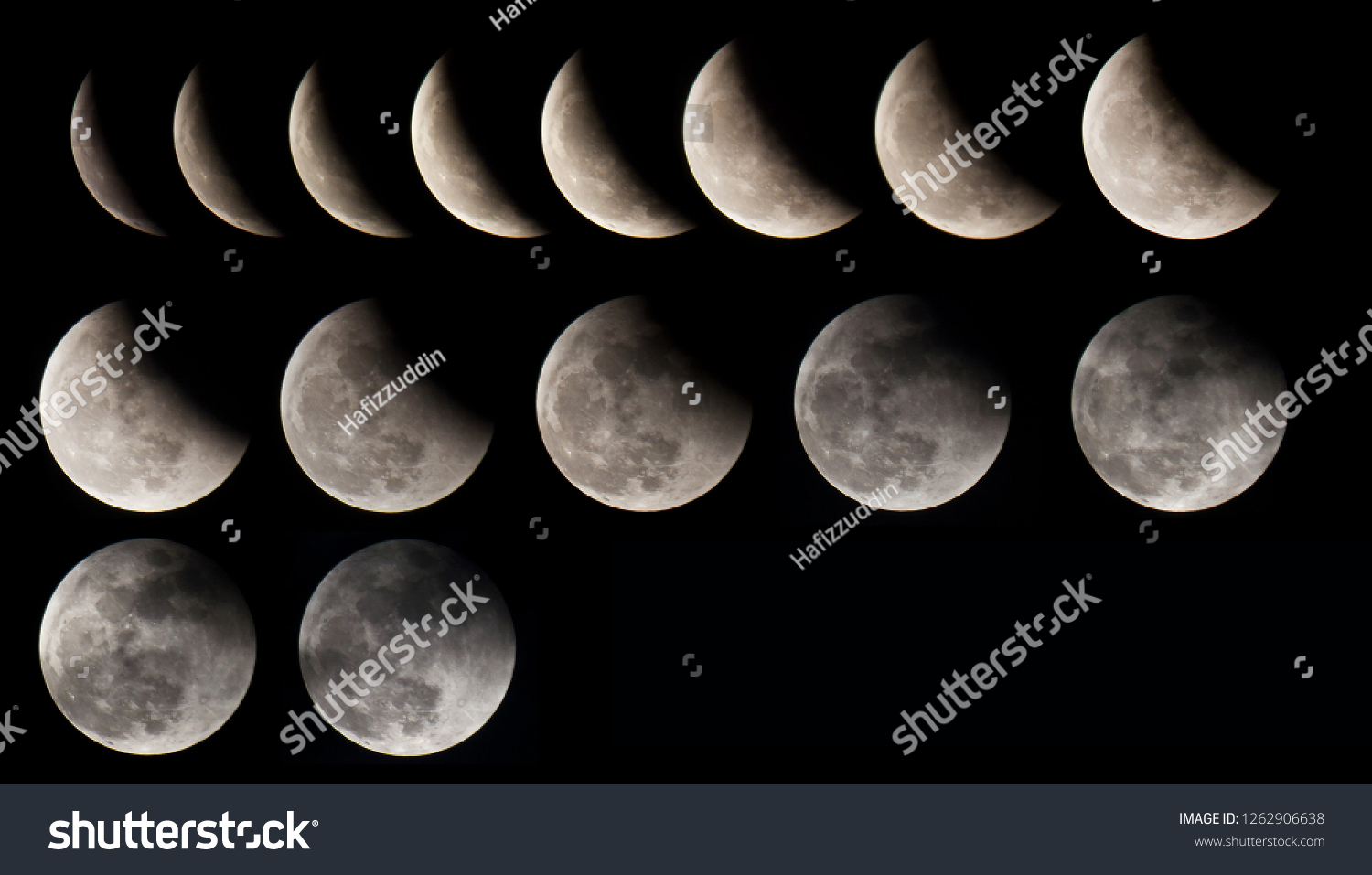 Compilation Lunar Eclipse Stages Captured Penangmalaysia Stock Photo ...