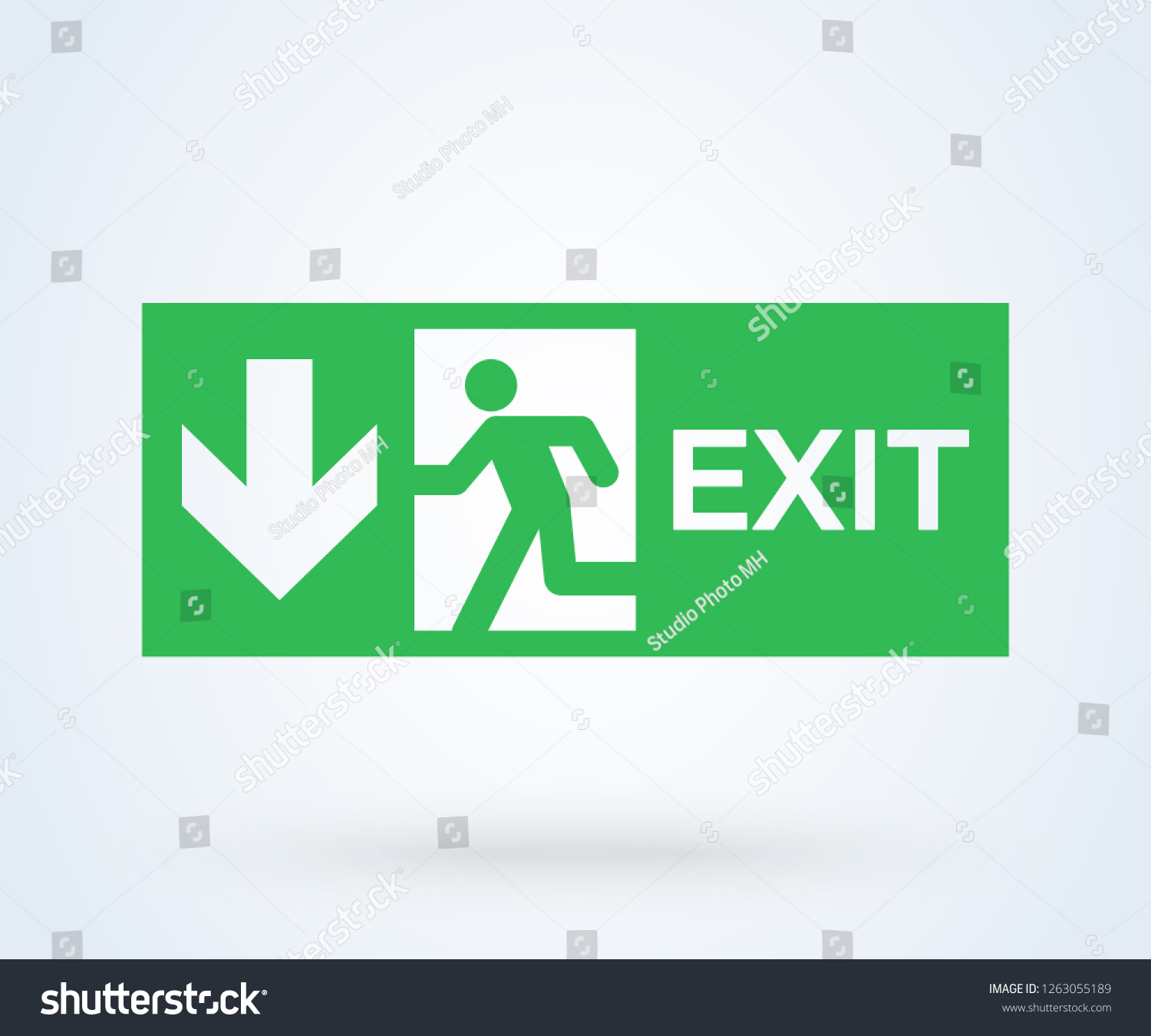 Emergency Exit Sign Vector Illustration Symbol Stock Vector (Royalty ...