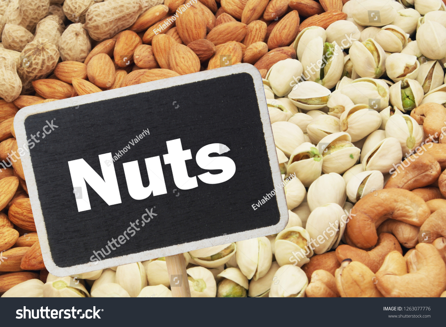 Mixed Nuts Background Blackboard Word Nuts Stock Photo 1263077776 ...