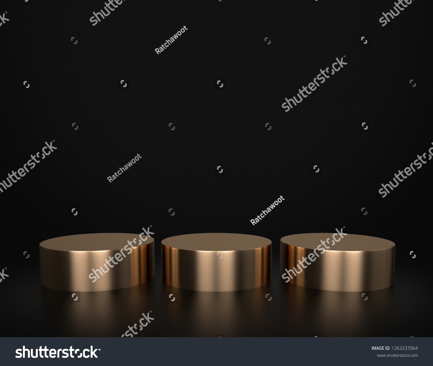 Golden Product Stand On Black 3d Stock Illustration 1263237064 ...