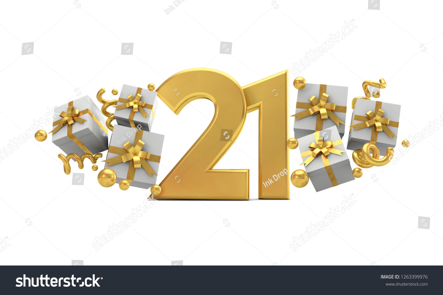 Number 21 Gold Birthday Celebration Number Stock Illustration ...