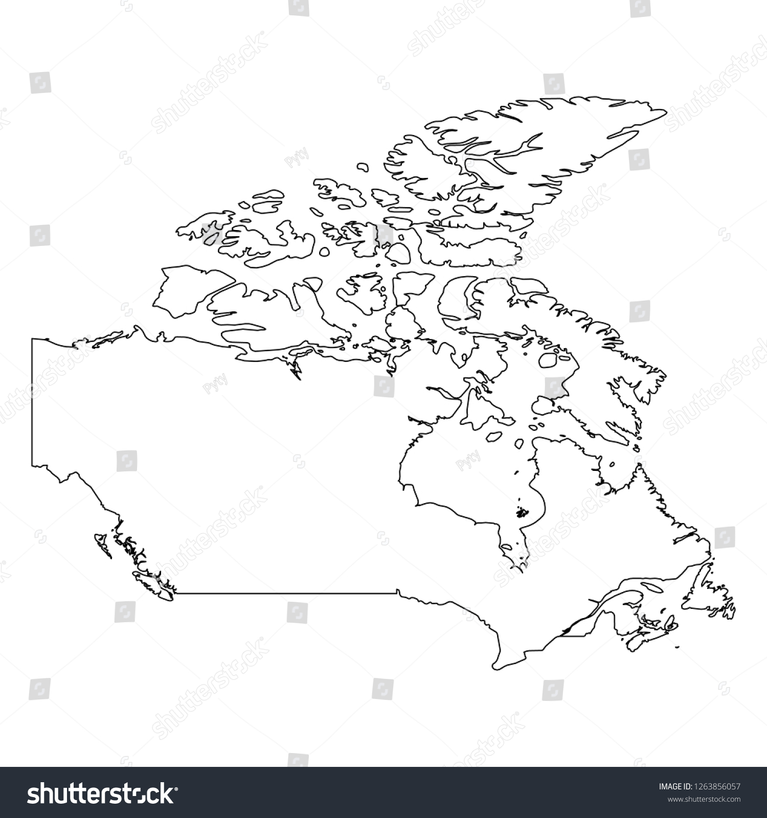 Canada Solid Black Outline Border Map Stock Vector (Royalty Free ...