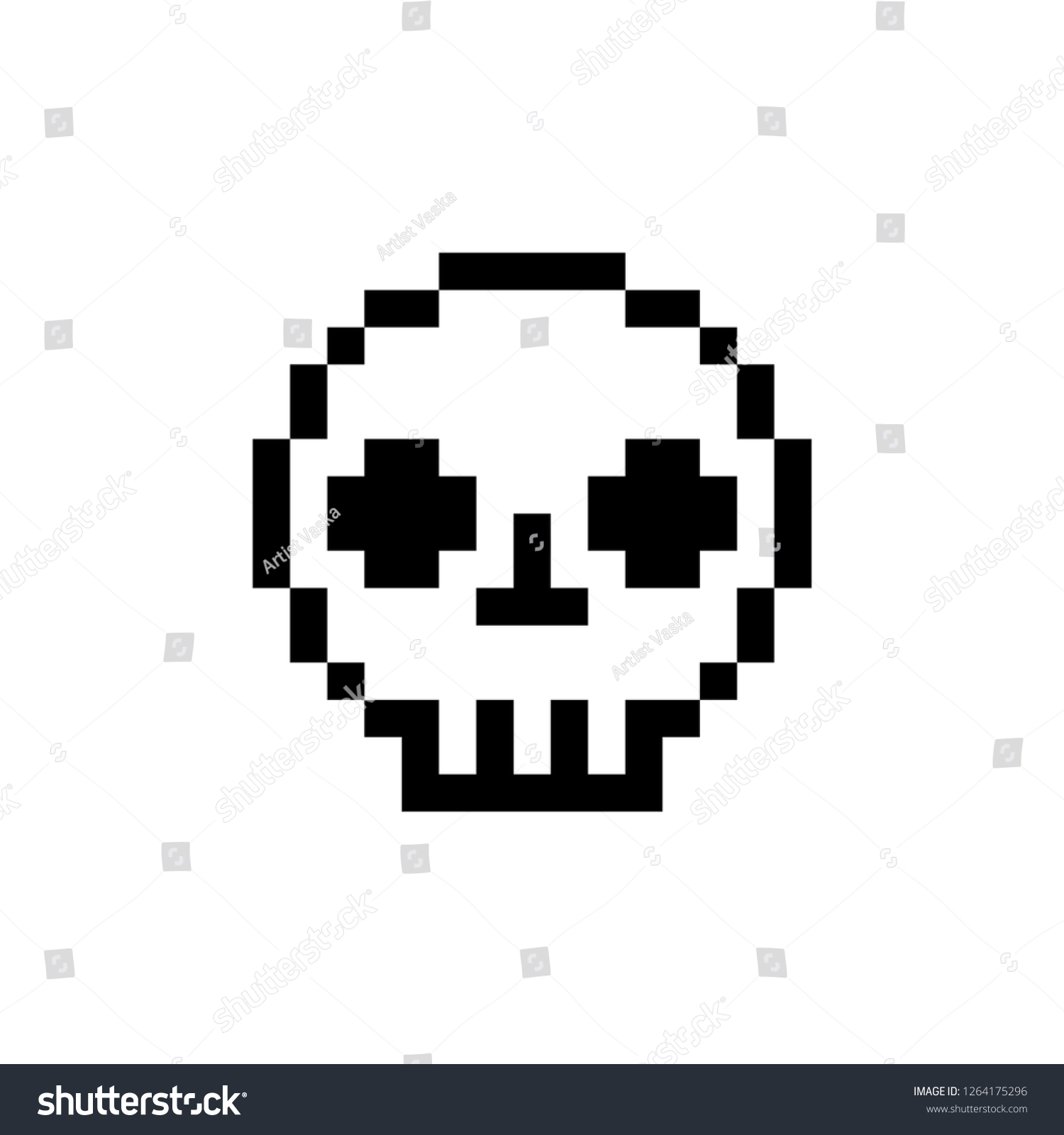 8 Bit Pixel Bone Vector Skull Stock Vector (Royalty Free) 1264175296 ...