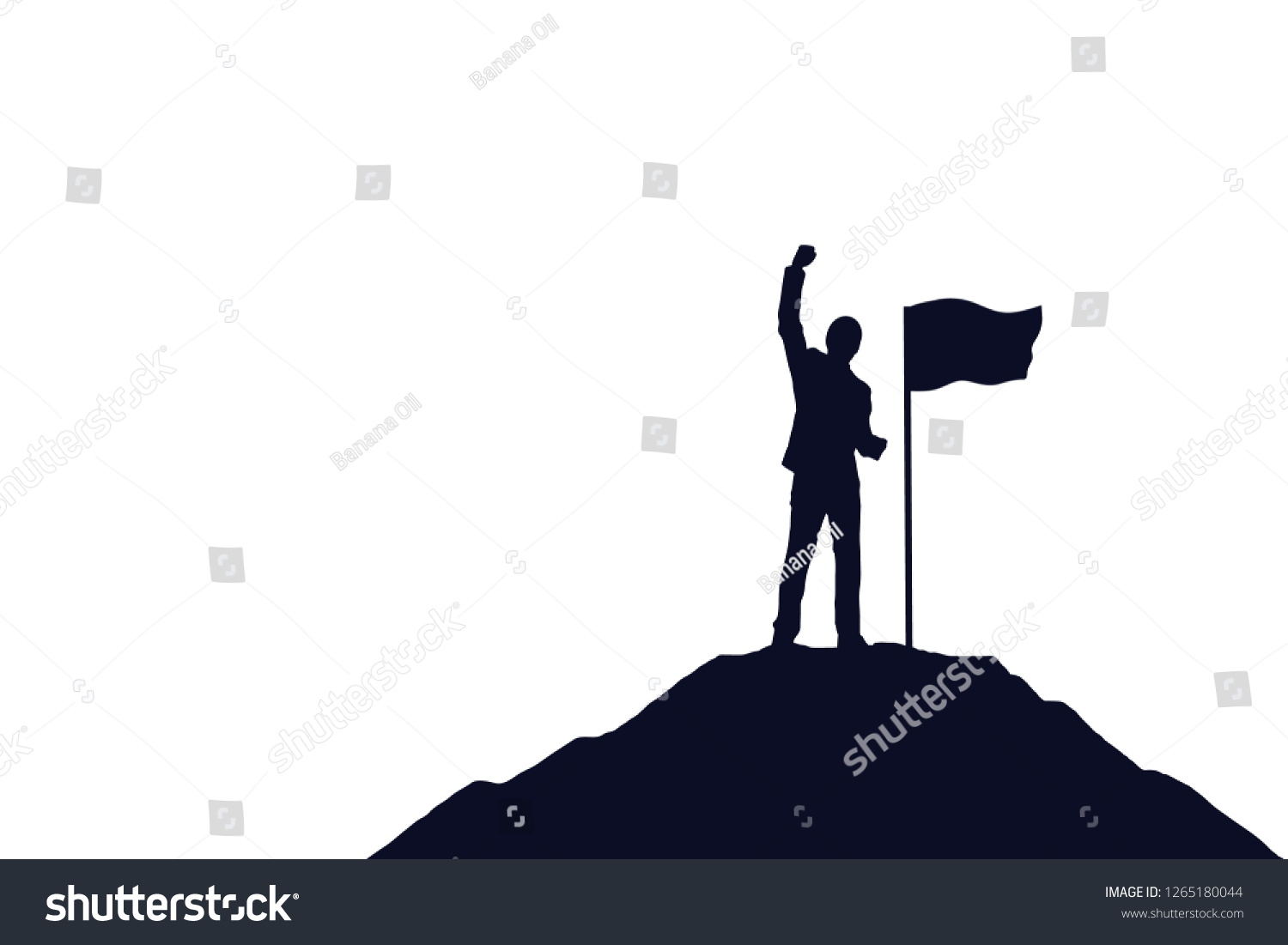 Silhouette Businessman Flag On Top Mountain Stock Vector (Royalty Free ...