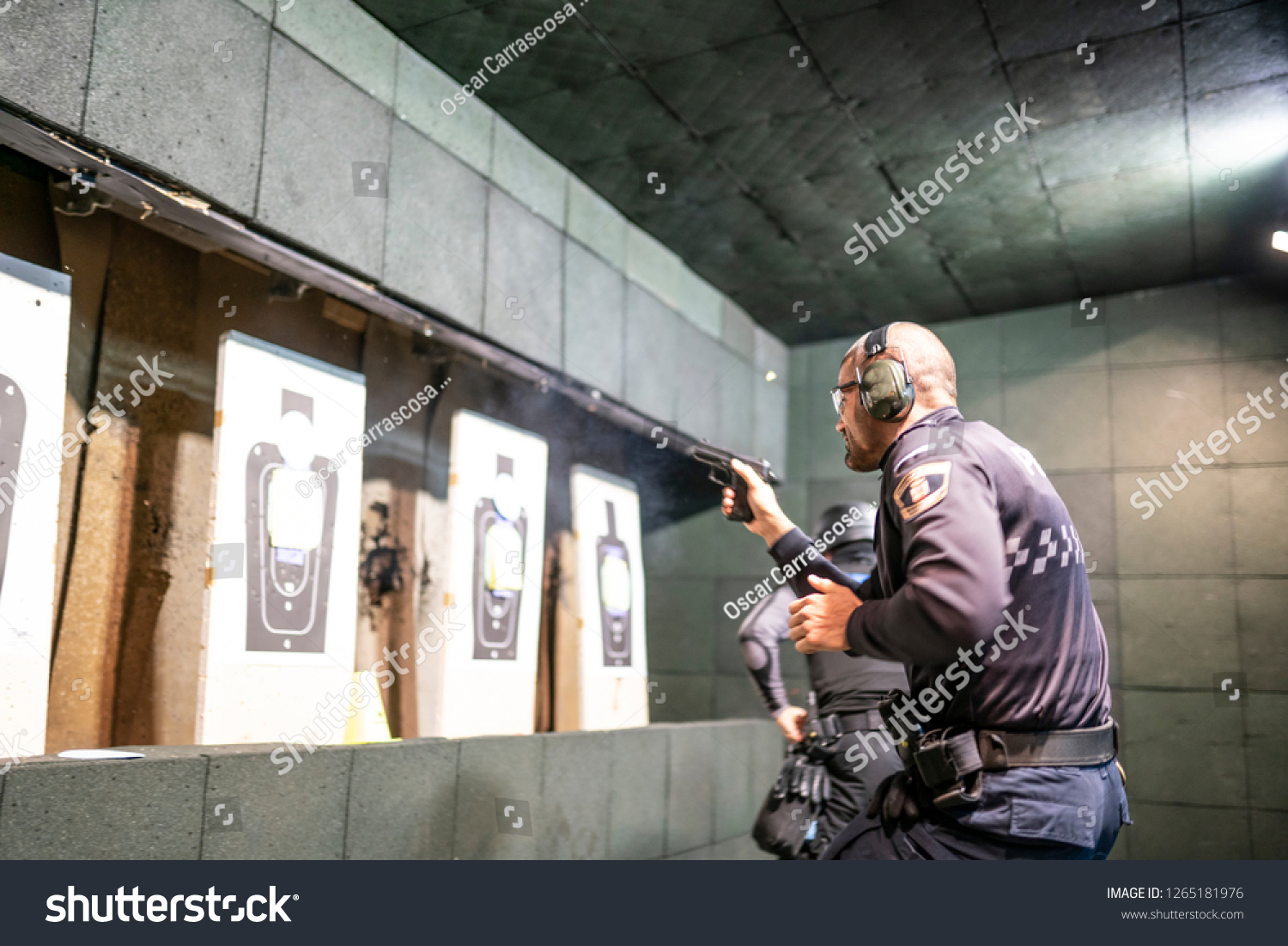 Police Training Shooting Gallery Short Weapon Stock Photo 1265181976   Stock Photo Police Training In Shooting Gallery With Short Weapon 1265181976 