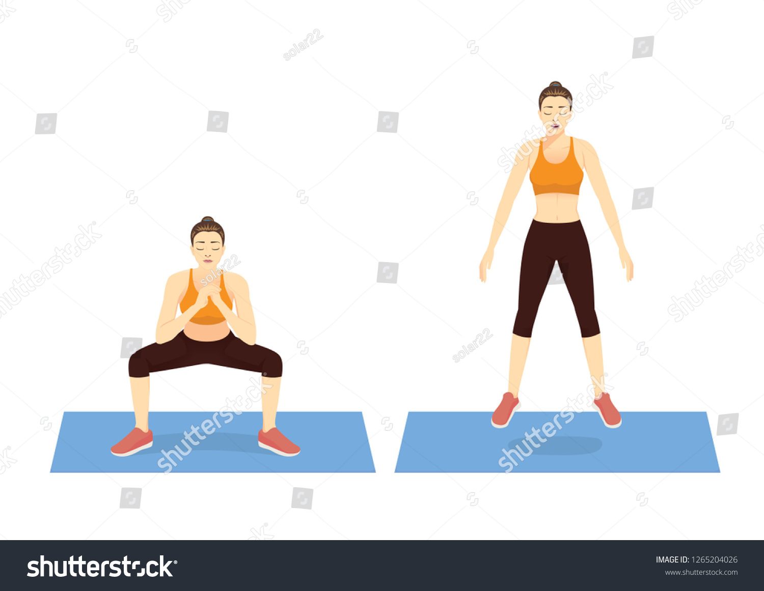 Exercise Guide By Woman Doing Squat Stock Vector (Royalty Free ...