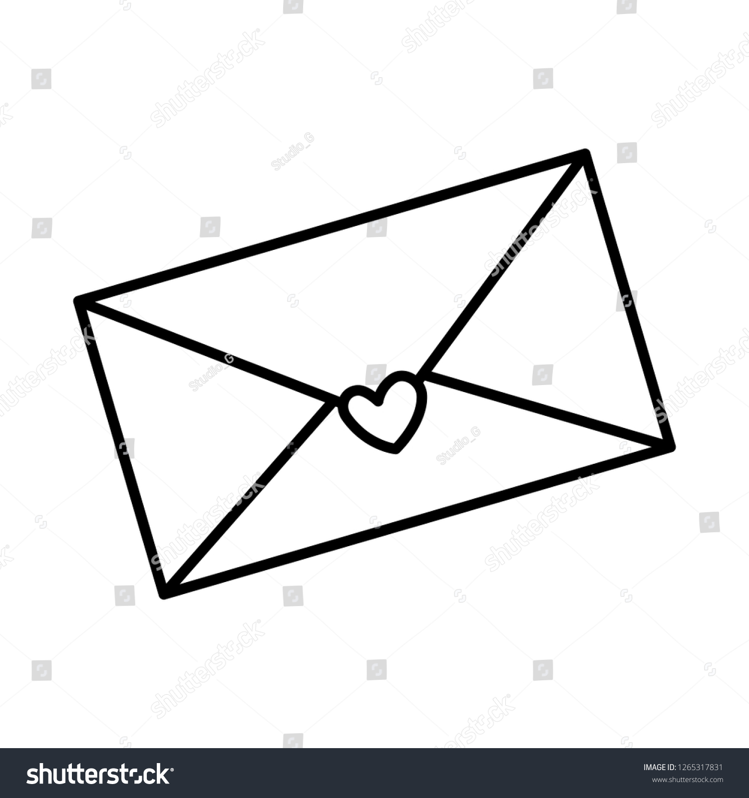 Envelope Heart Icon Stock Vector (Royalty Free) 1265317831 | Shutterstock