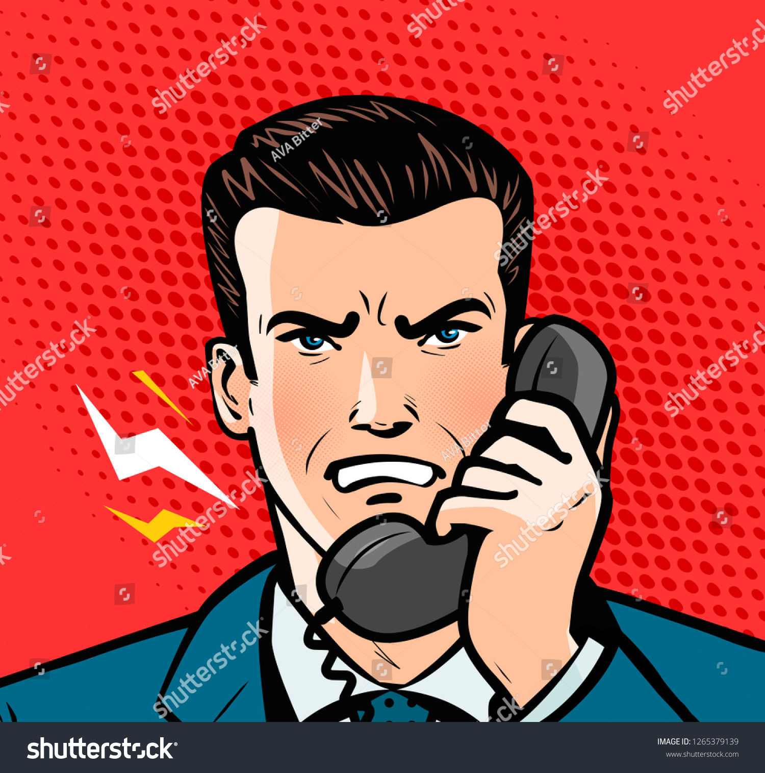 Angry Man Talking On Phone Business Stock Vector (Royalty Free ...