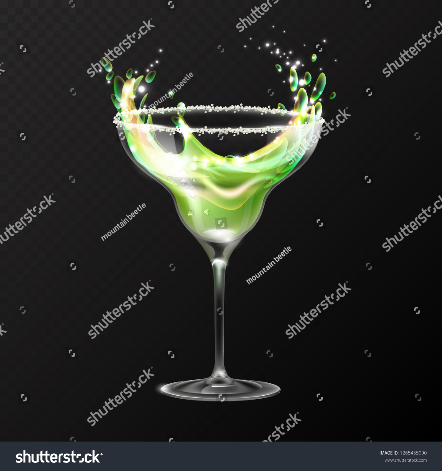 Realistic Cocktail Margarita Glass Vector Illustration Stock Vector Royalty Free 1265455990 4617