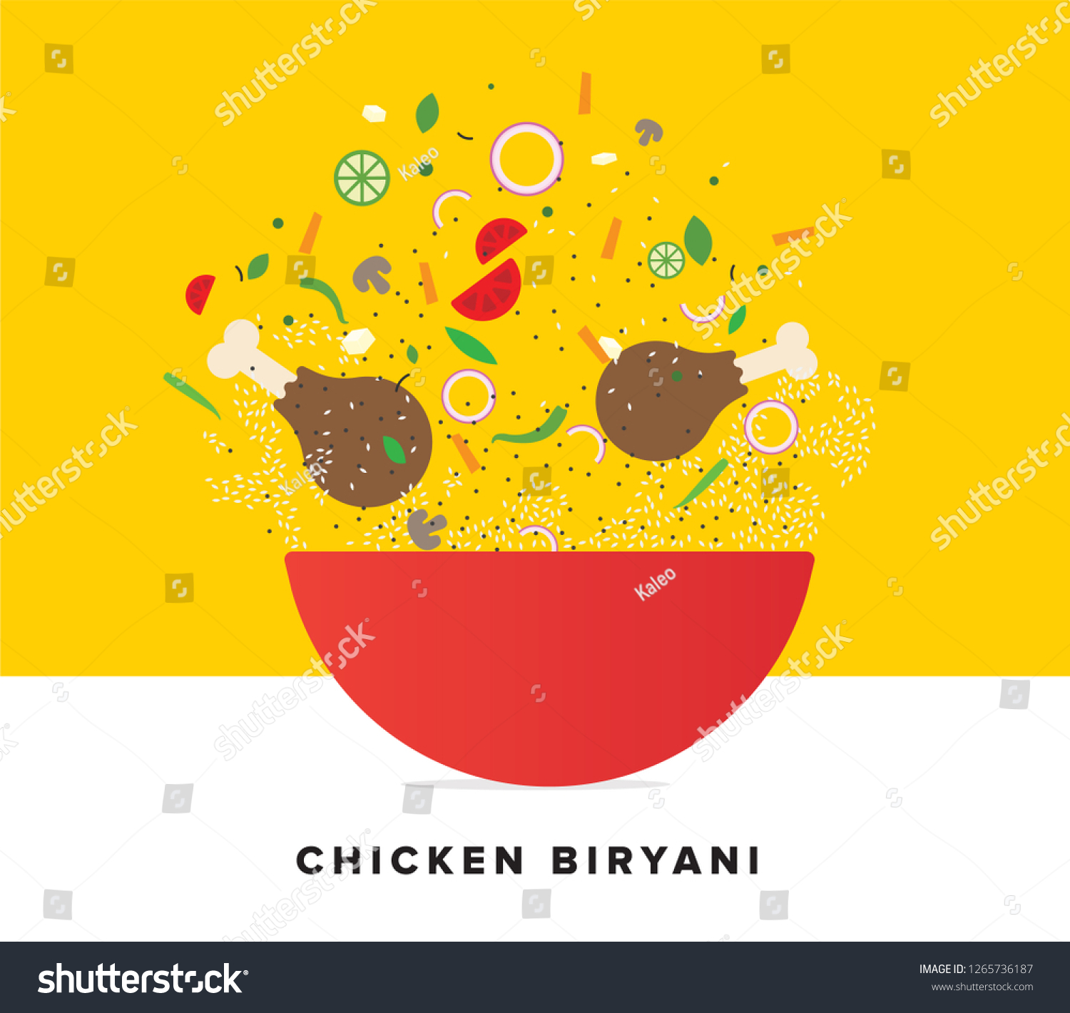 Chicken Biryani Vector Illustration Traditional Mughlai Stock Vector ...