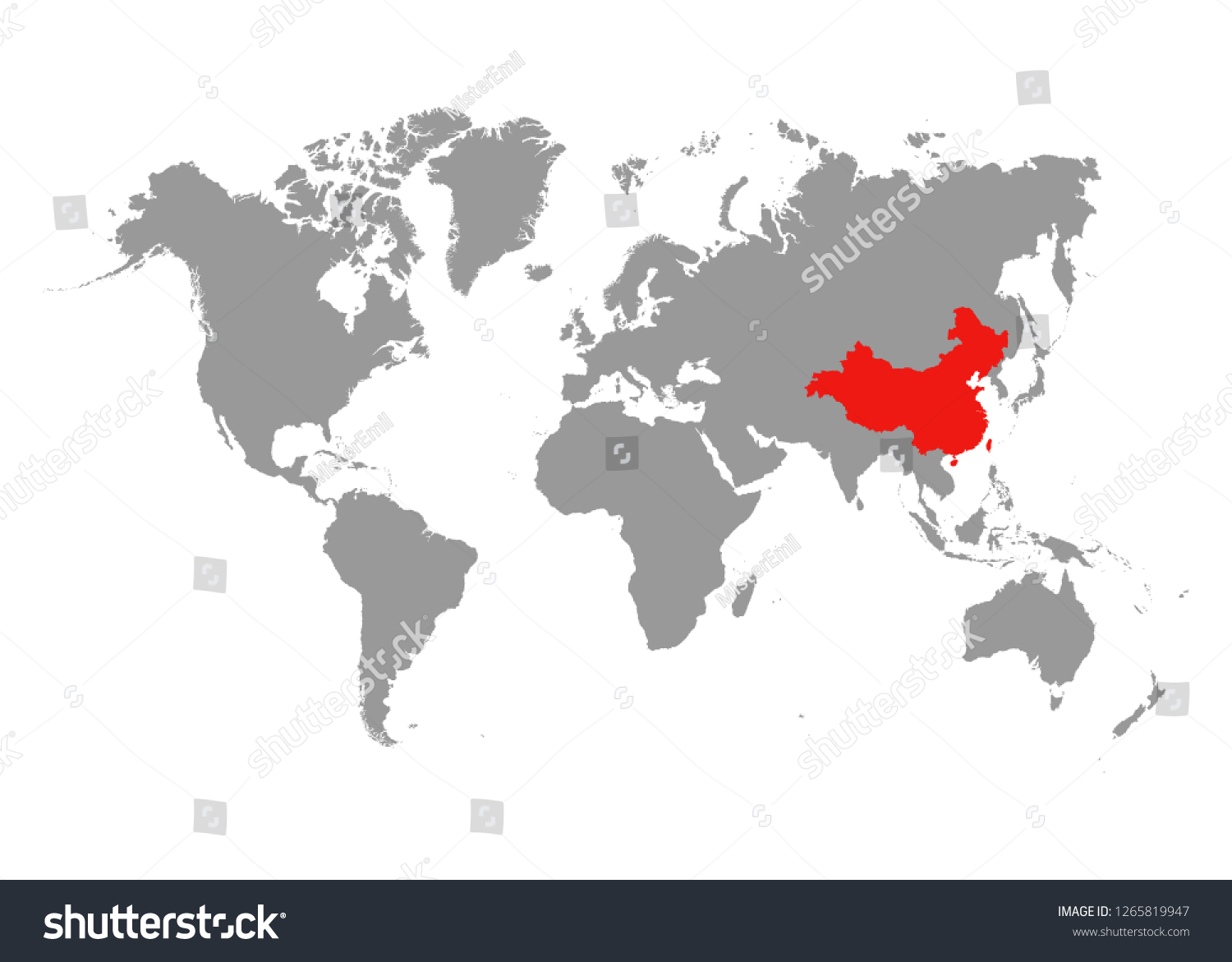 Map China Highlighted Red On World Stock Vector (Royalty Free ...