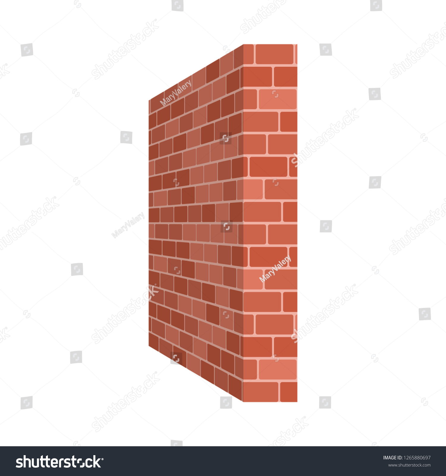 Brick Wall Perspective Isolated On White Stock Illustration 1265880697 ...