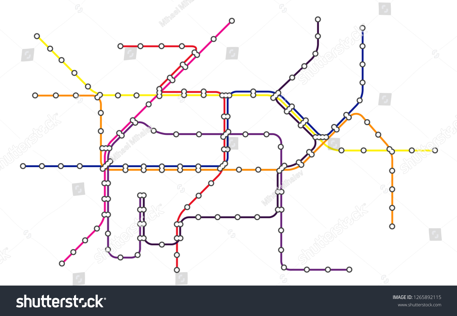 Metro Subway Map Stock Vector (Royalty Free) 1265892115 | Shutterstock