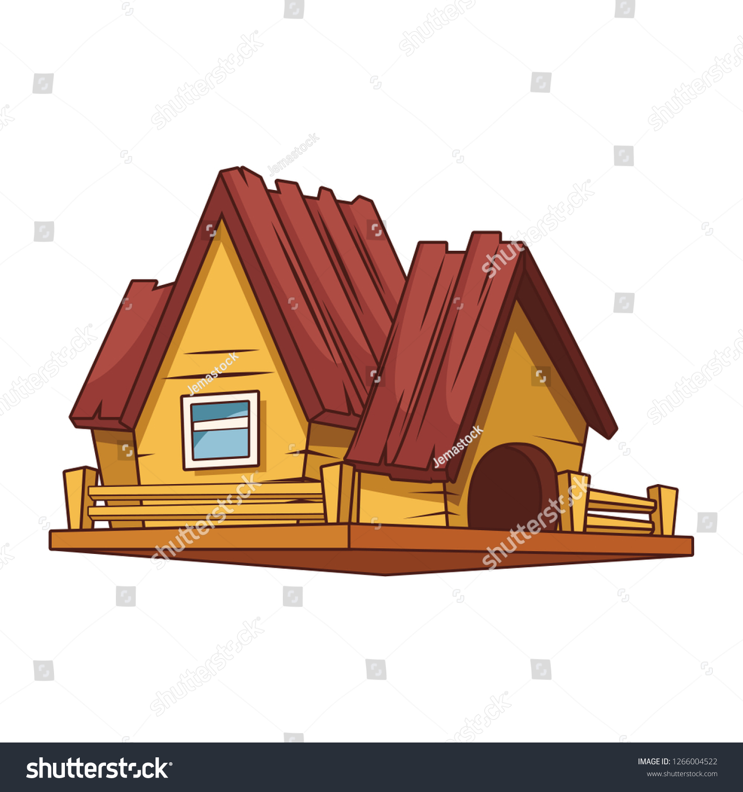 Wooden House Cartoon Stock Vector (Royalty Free) 1266004522 | Shutterstock