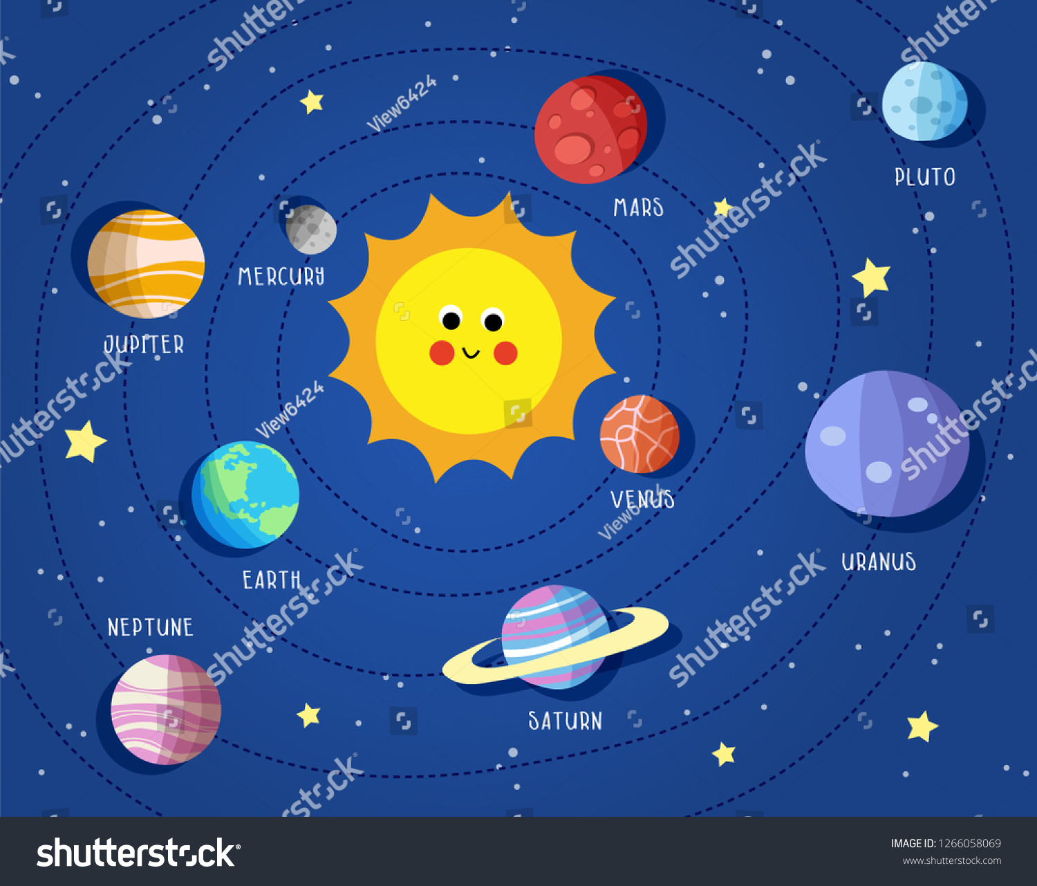 Cute Planet Universe Solar System Illustration Stock Vector (Royalty ...