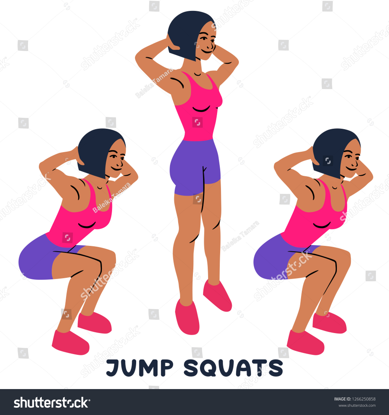 Jump Squats Squat Sport Exersice Silhouettes Stock Vector Royalty Free 1266250858 Shutterstock 9902