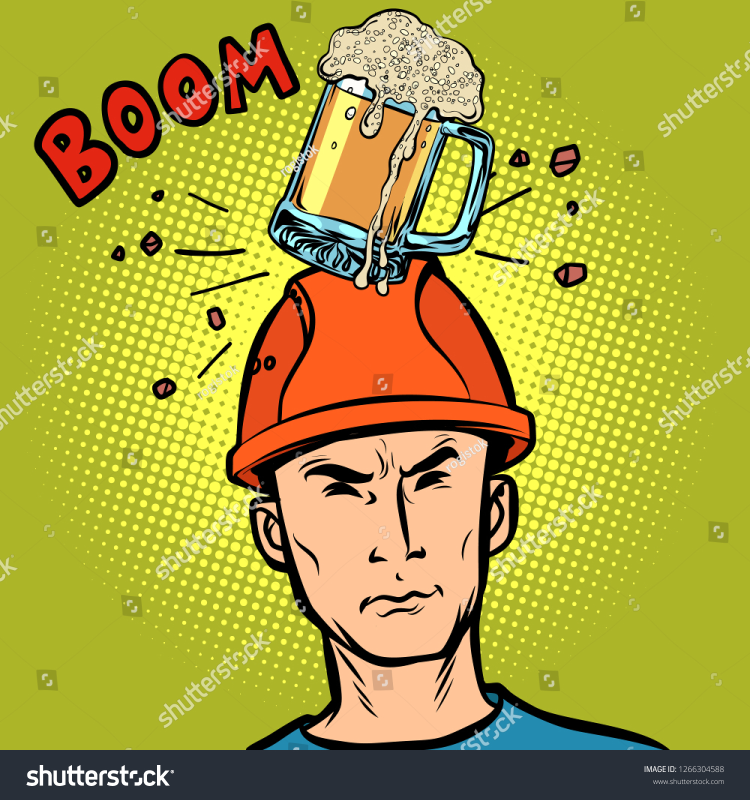 Beer Fell On Worker Head Comic Stock Vector Royalty Free 1266304588 Shutterstock 5707