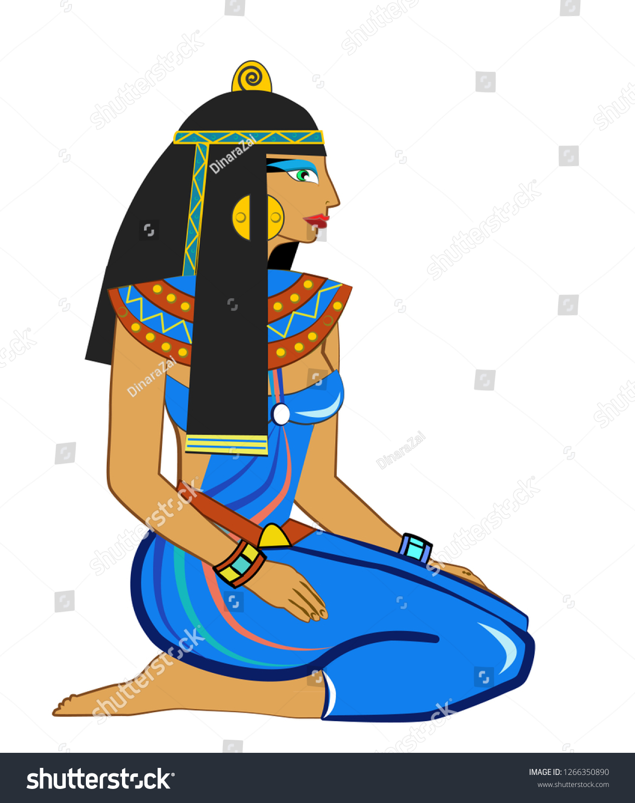 Vektor Stok Ancient Egyptian Girl Sitting Figure Vector Tanpa Royalti 1317