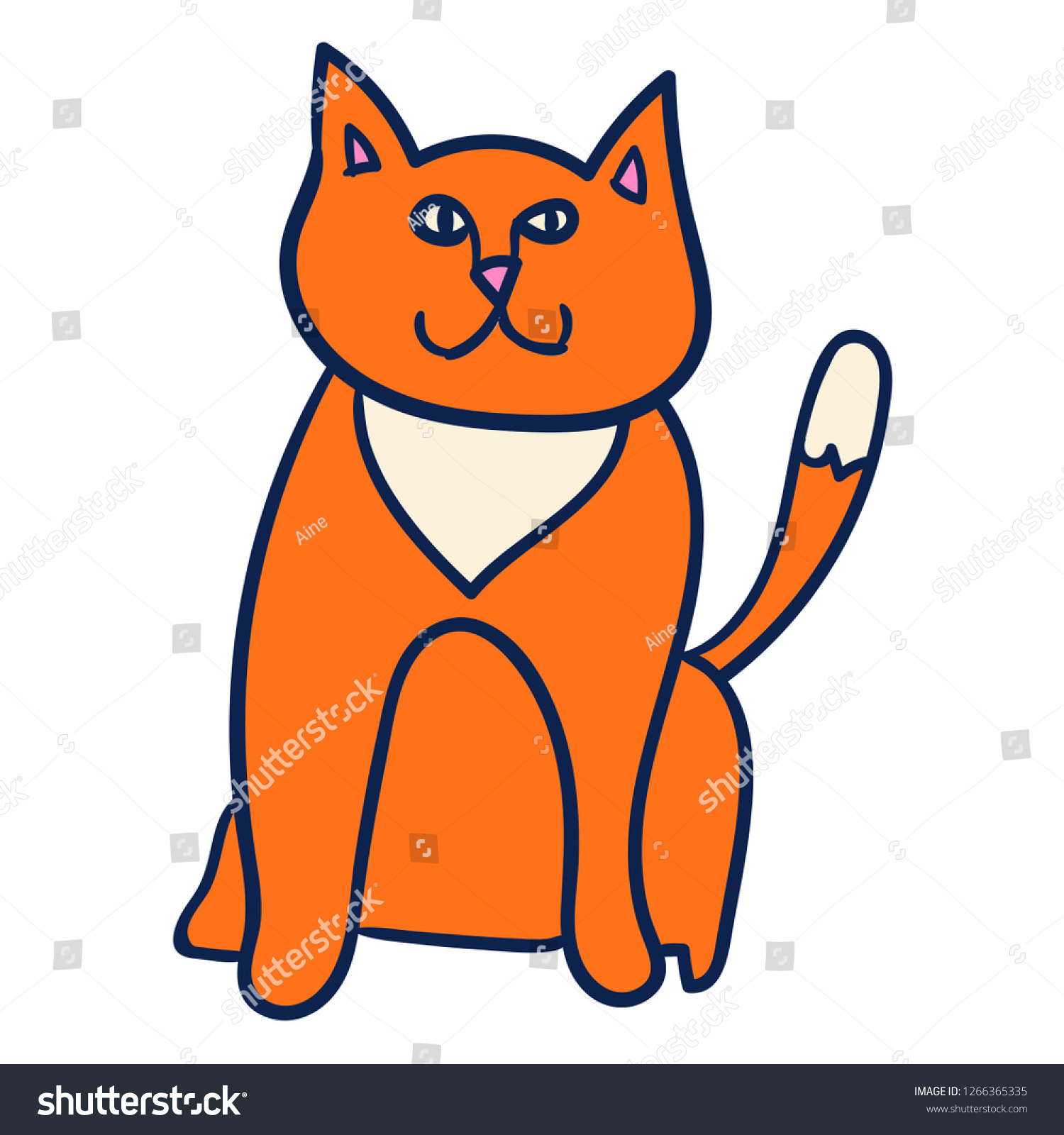 Cartoon Orange Cat Isolated On White Stock Vector (Royalty Free ...