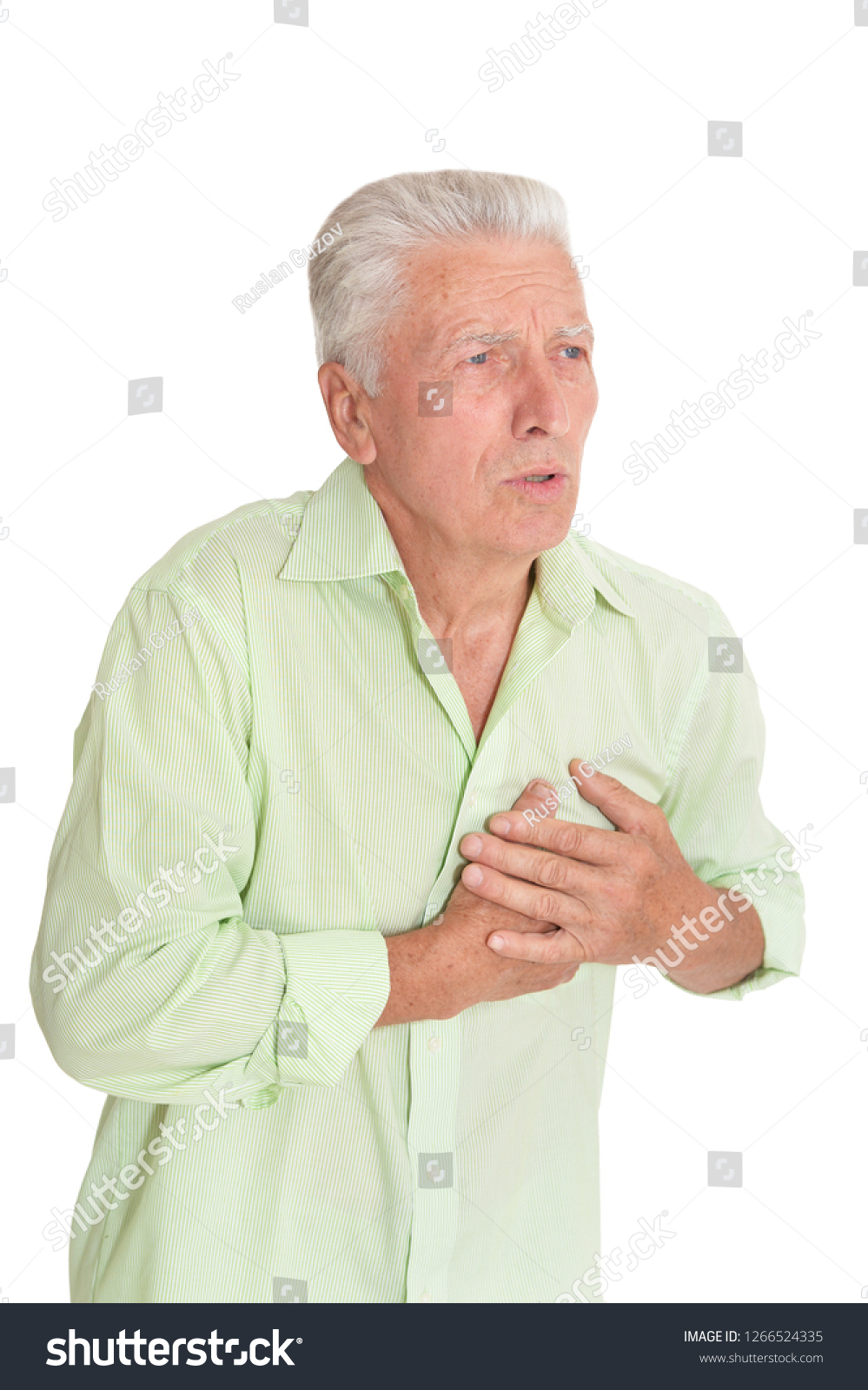 Senior Man Holding Hands On Chest Stock Photo 1266524335 | Shutterstock