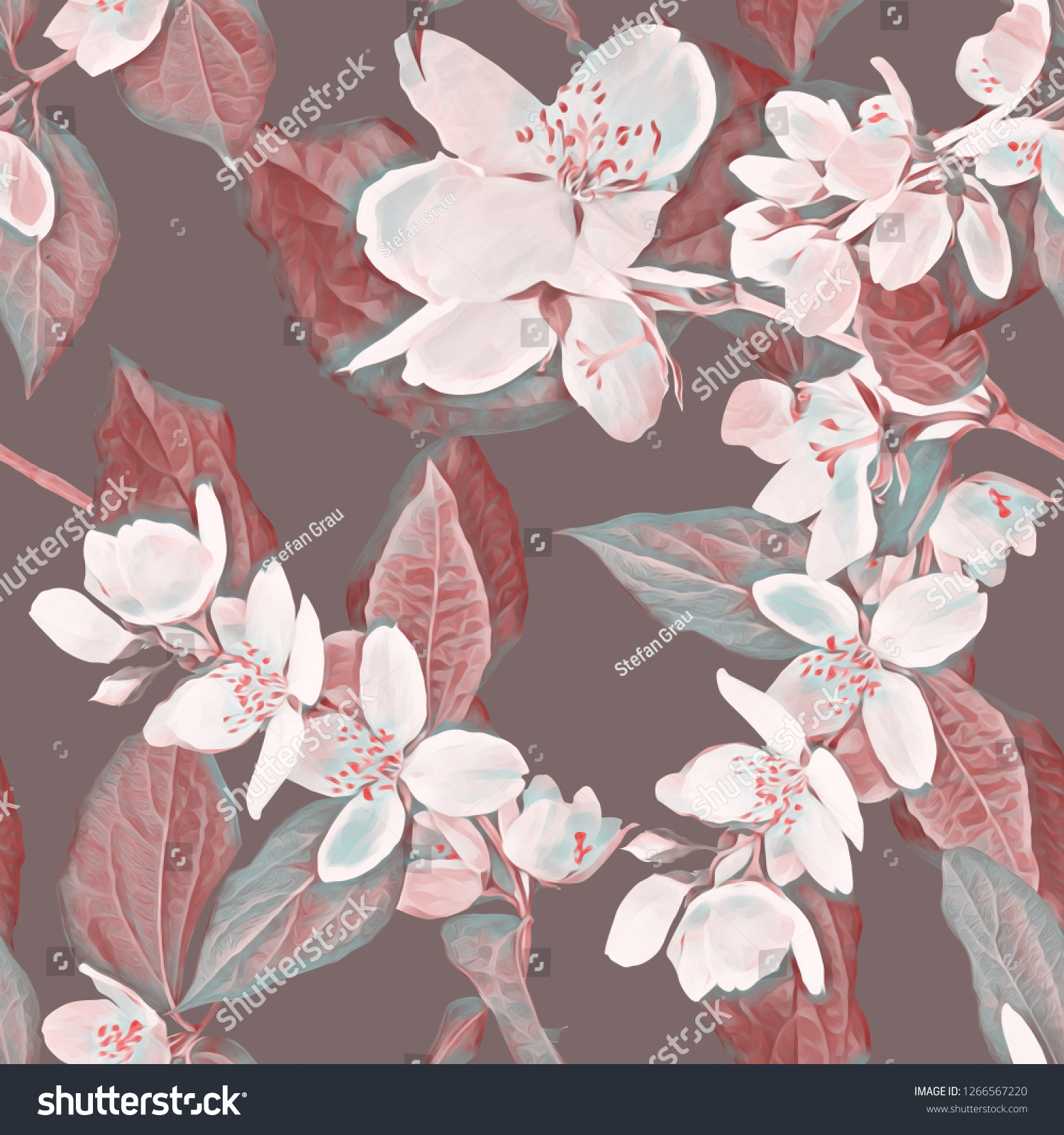 Jasmine Seamless Pattern Watercolor Background Illustration Stock ...