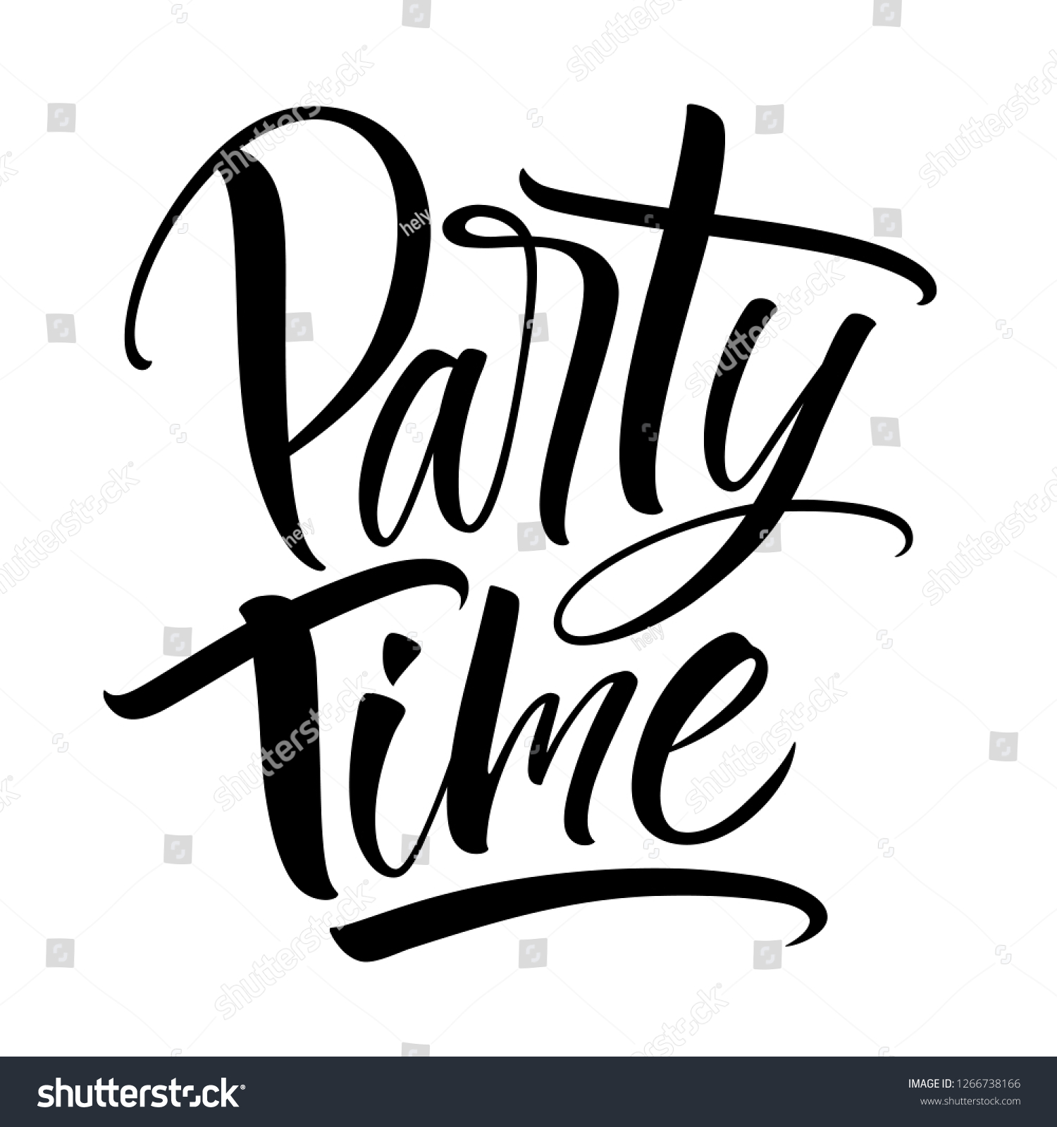 Party Time Lettering Handwritten Modern Calligraphy Stock Vector ...