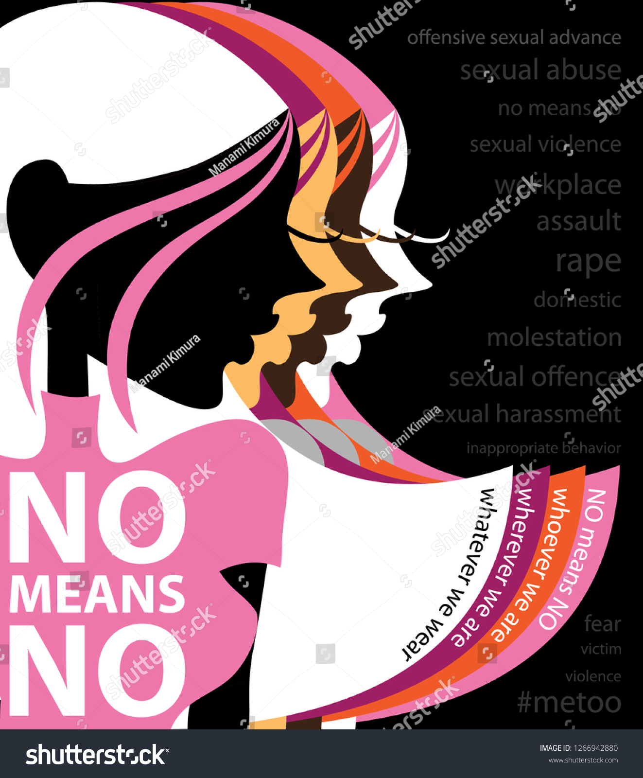 No Means No Sexual Harassment Prevention 库存矢量图（免版税）1266942880 Shutterstock 
