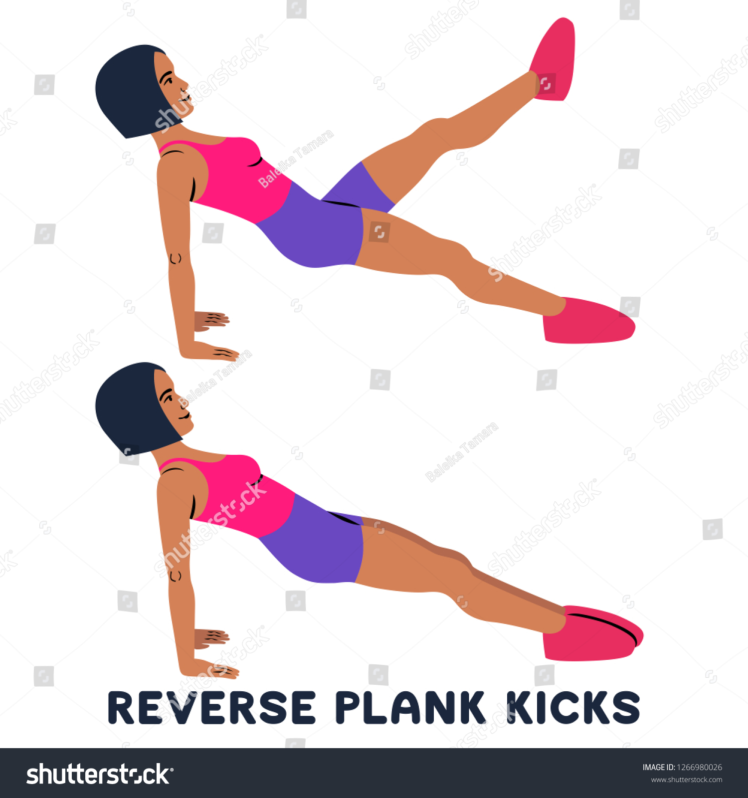 Reverse Plank Kicks Reverse Plank Silhouettes Stock Vector (Royalty ...