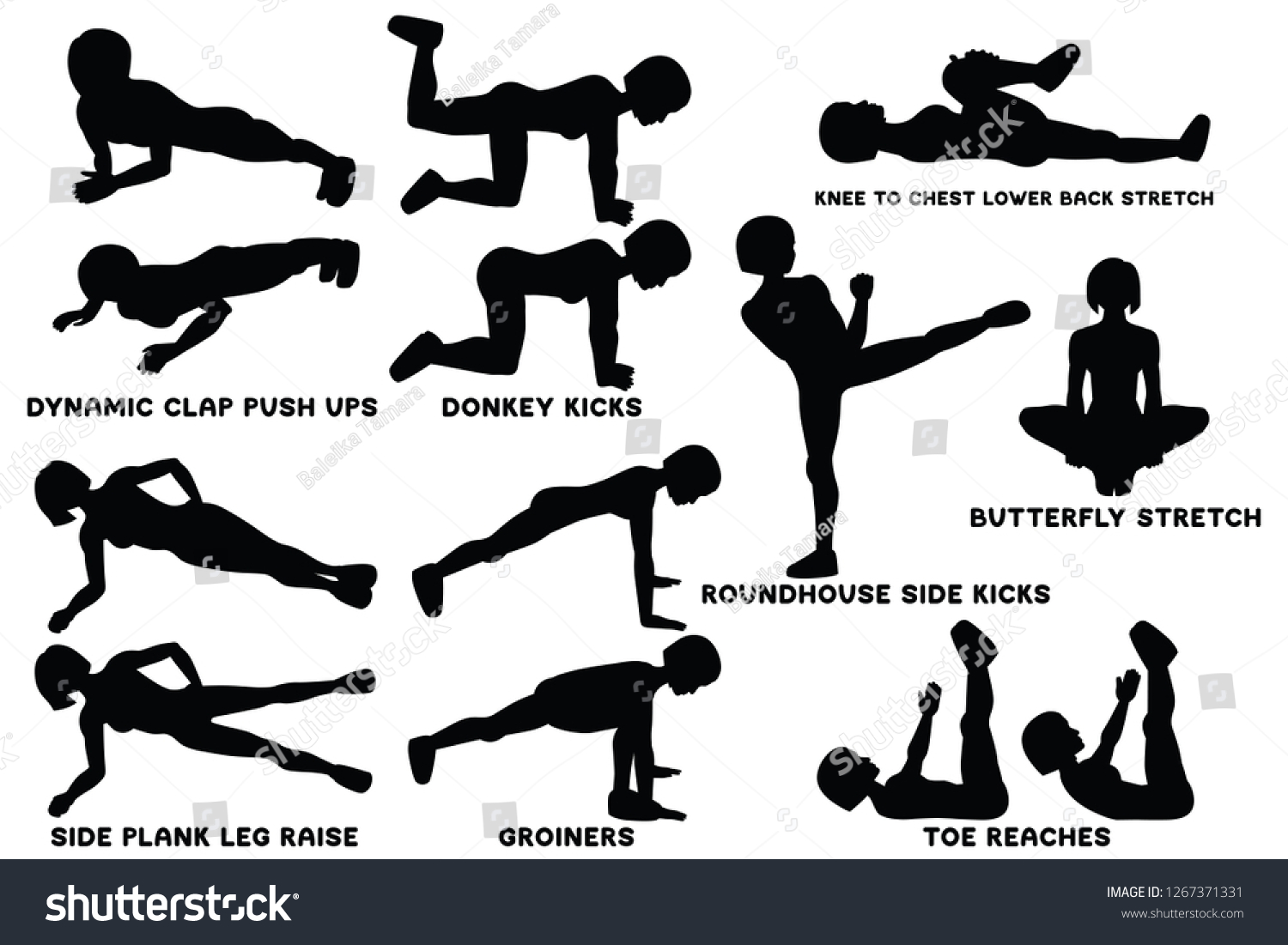 Dynamic Clap Push Ups Donkey Kicks Stock Vector (Royalty Free ...