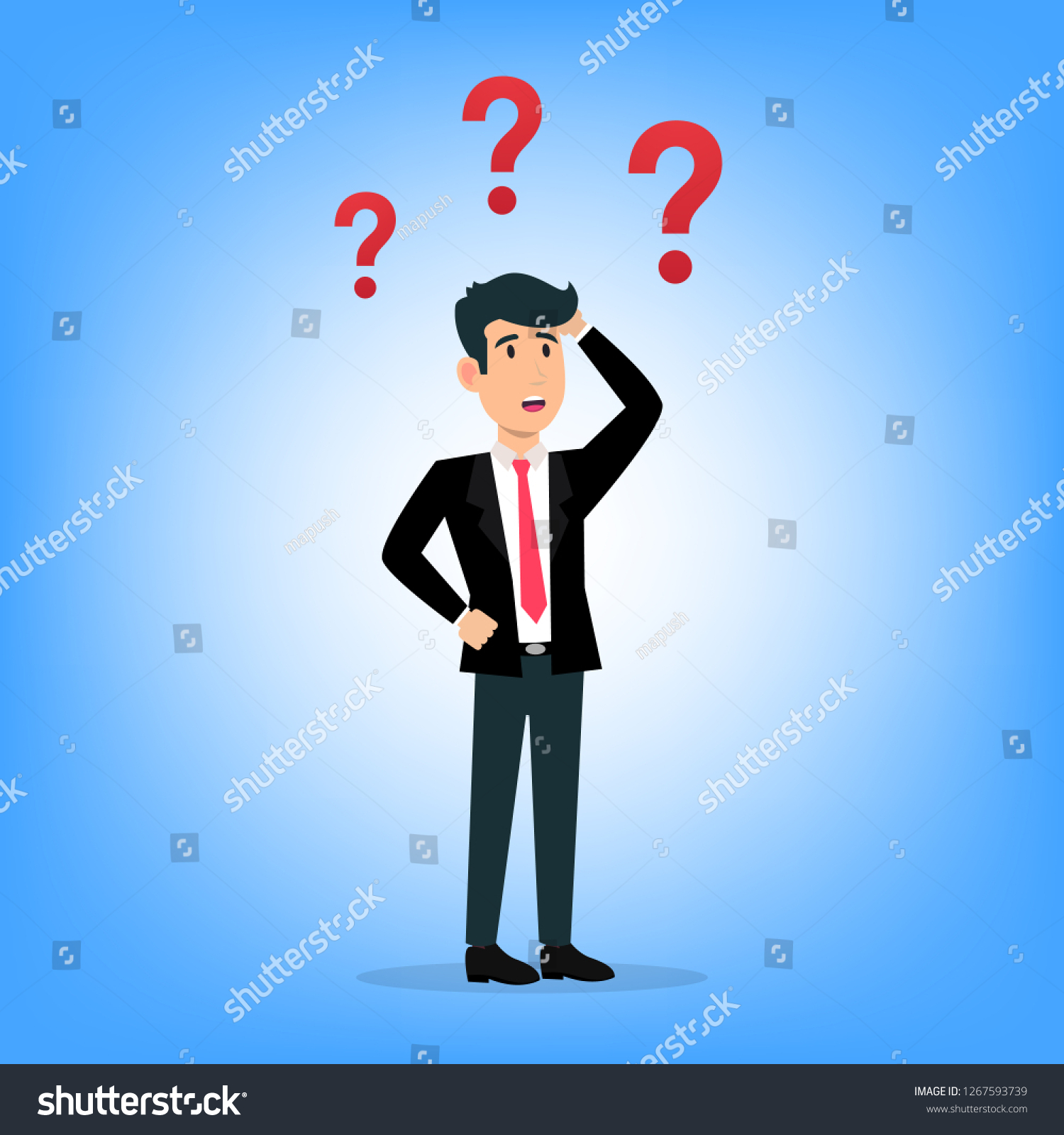 Businessman Confused Question Marks Stock Vector (Royalty Free ...