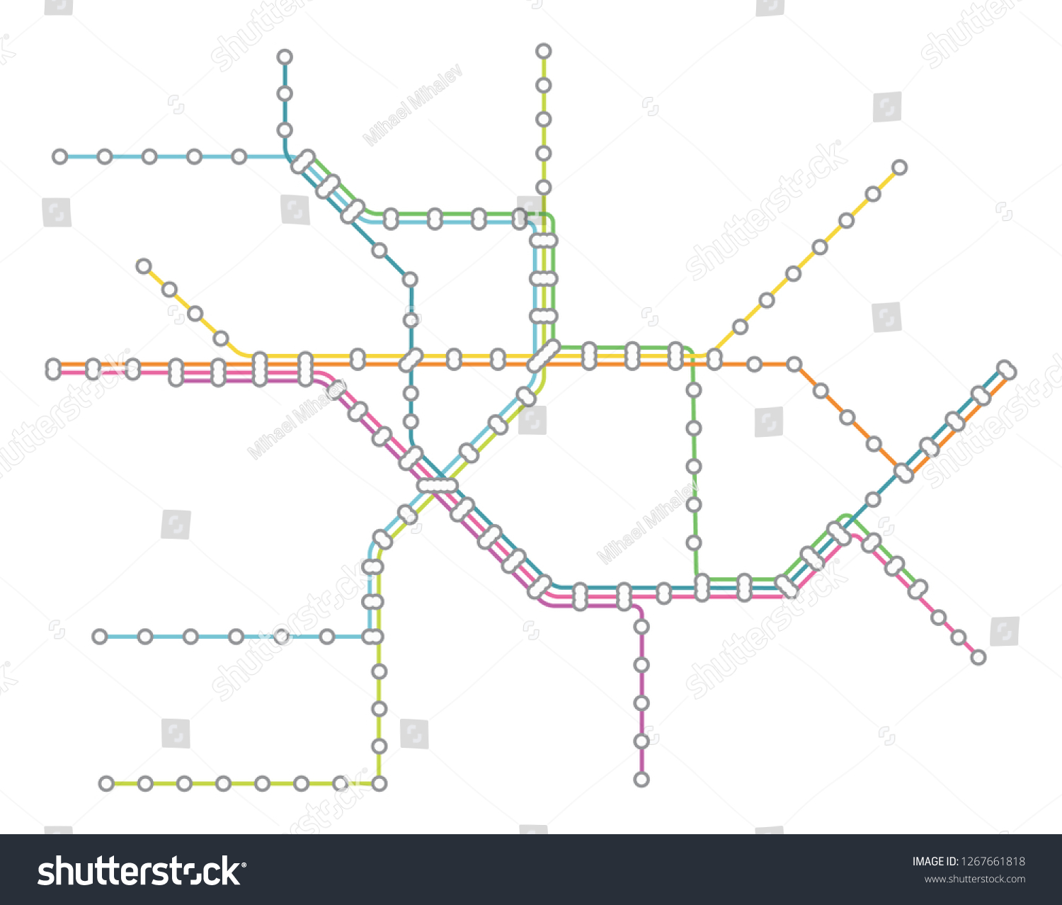 Metro Subway Map Stock Vector (Royalty Free) 1267661818 | Shutterstock