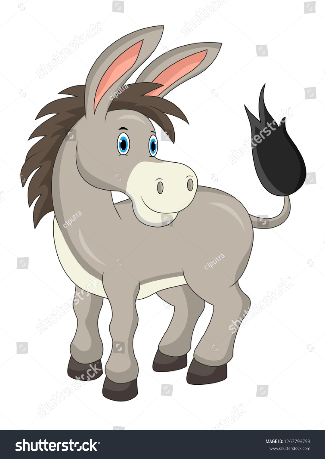 Cartoon Happy Donkey Isolated On White Stock Illustration 1267798798 ...