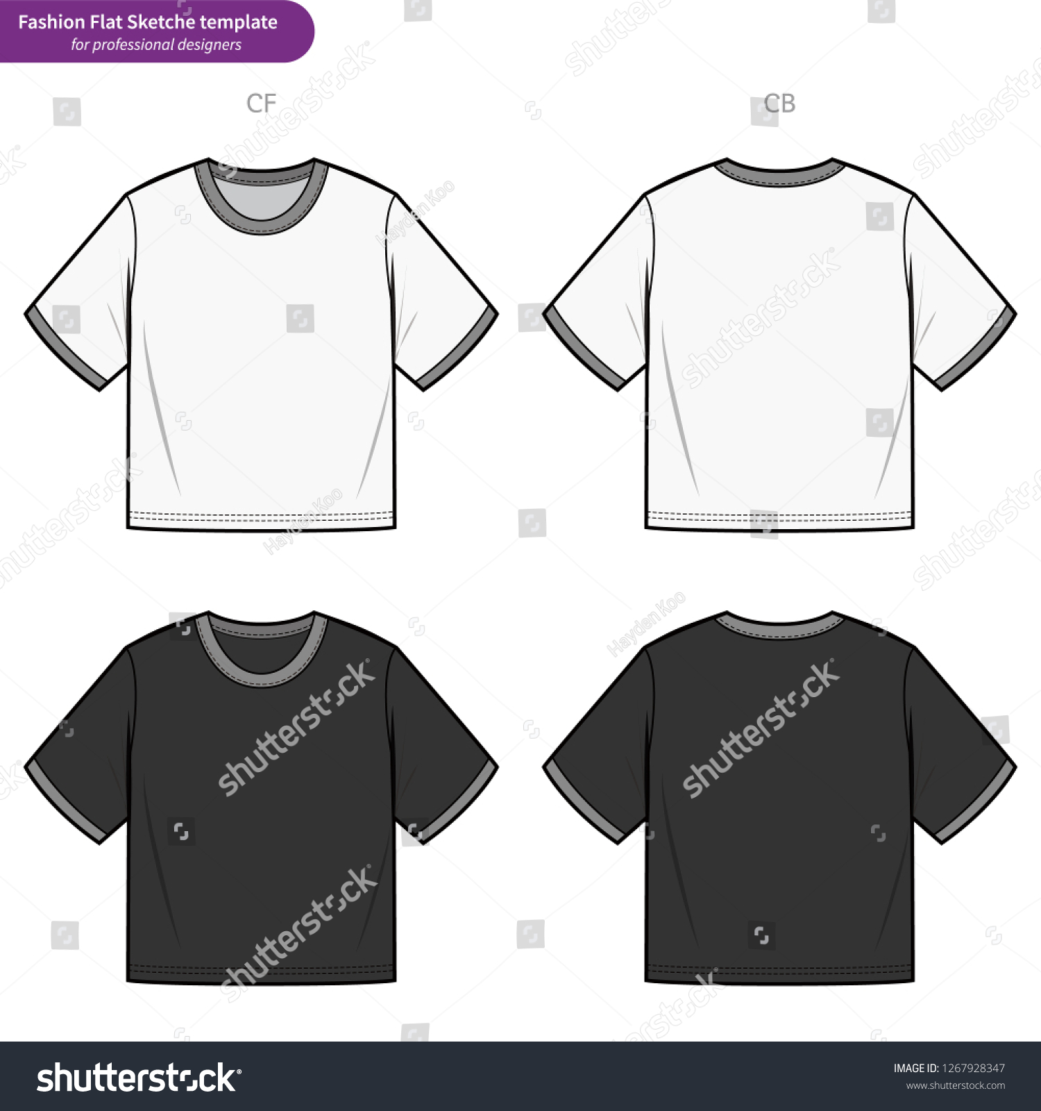 Crop Top Tee Fashion Flat Technical Stock Vector (Royalty Free ...