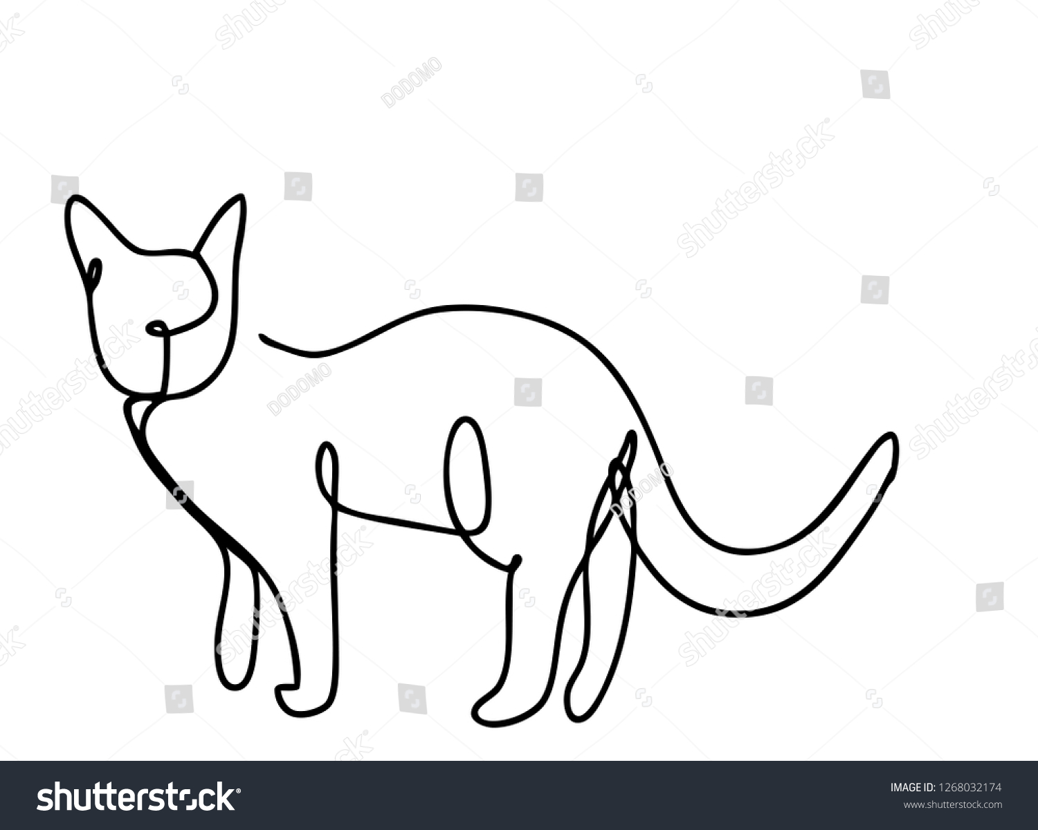 Continuous Line Drawing Set Cat Minimalist Stock Vector (royalty Free 