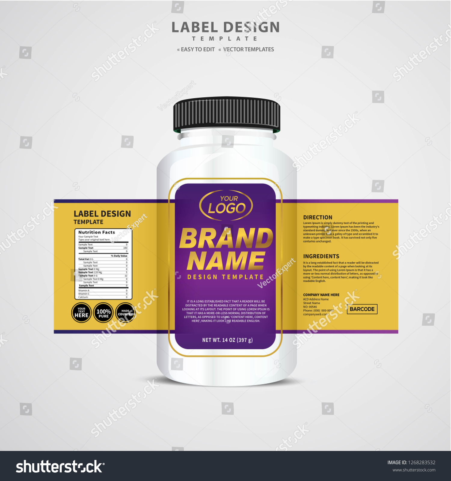 Bottle Label Package Template Design Label Stock Vector (Royalty Free ...