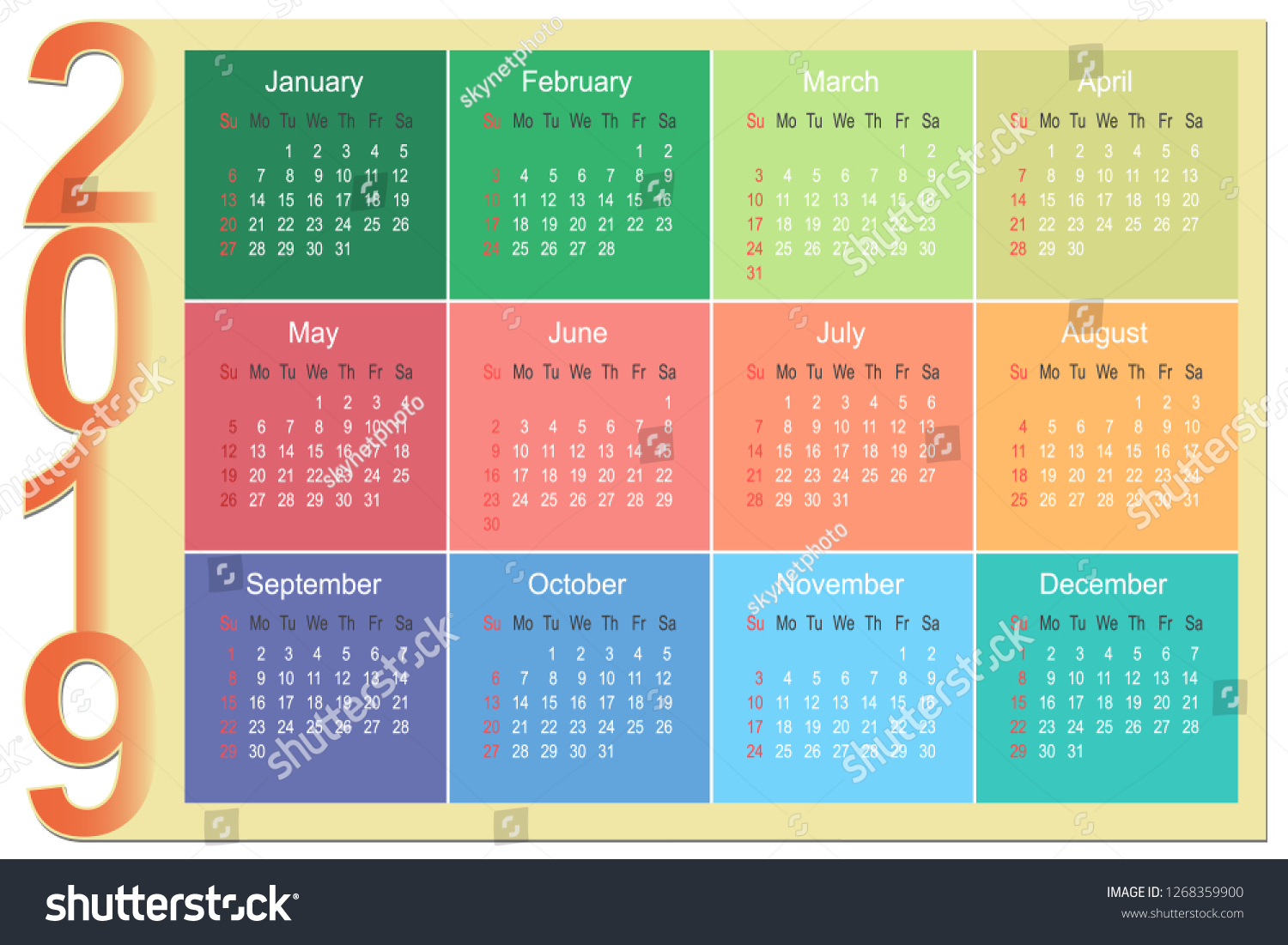 colorful-2019-year-calendar-vector-design-stock-vector-royalty-free