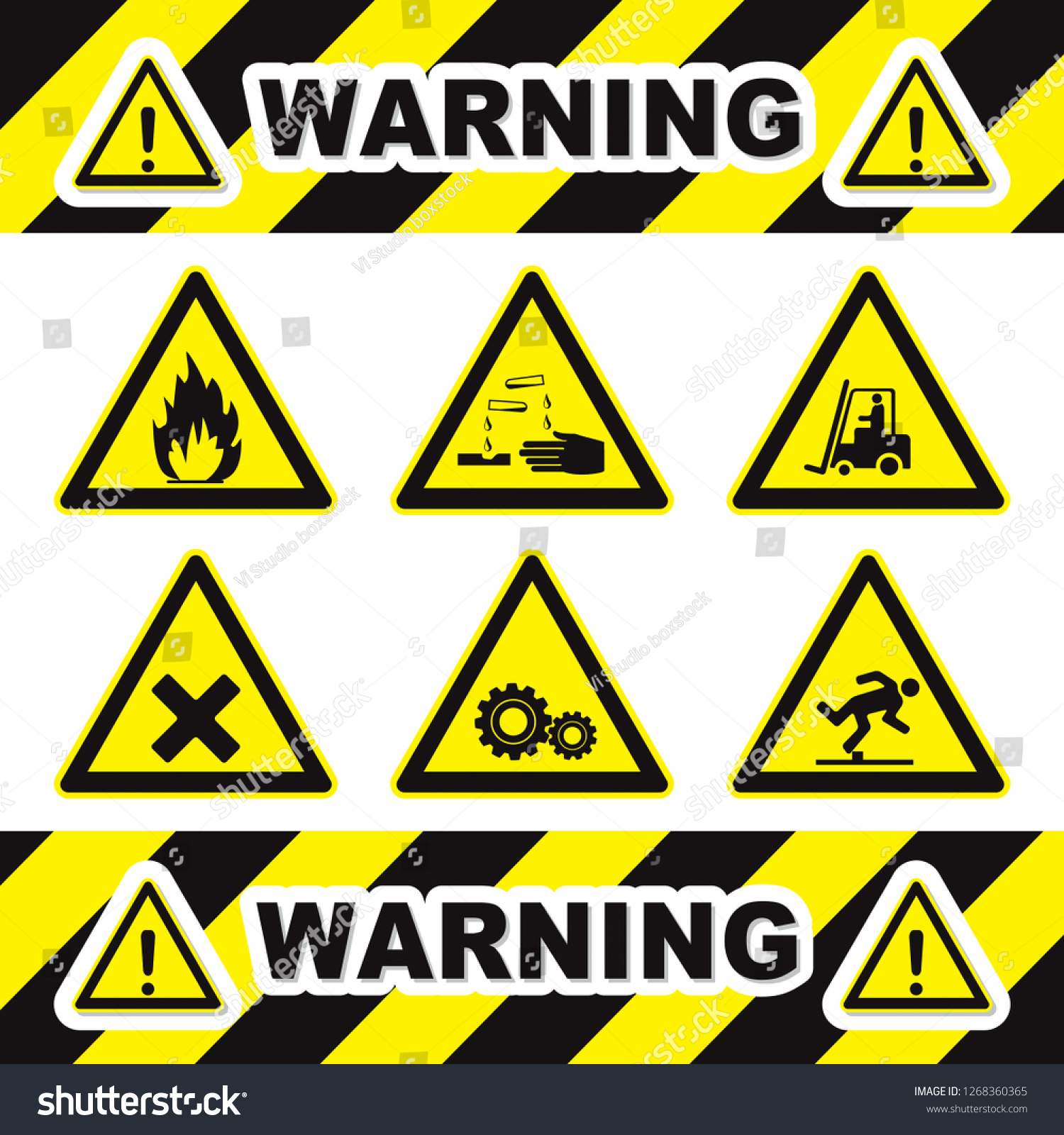 Set Triangle Yellow Warning Sign Vector Stock Vector (Royalty Free ...