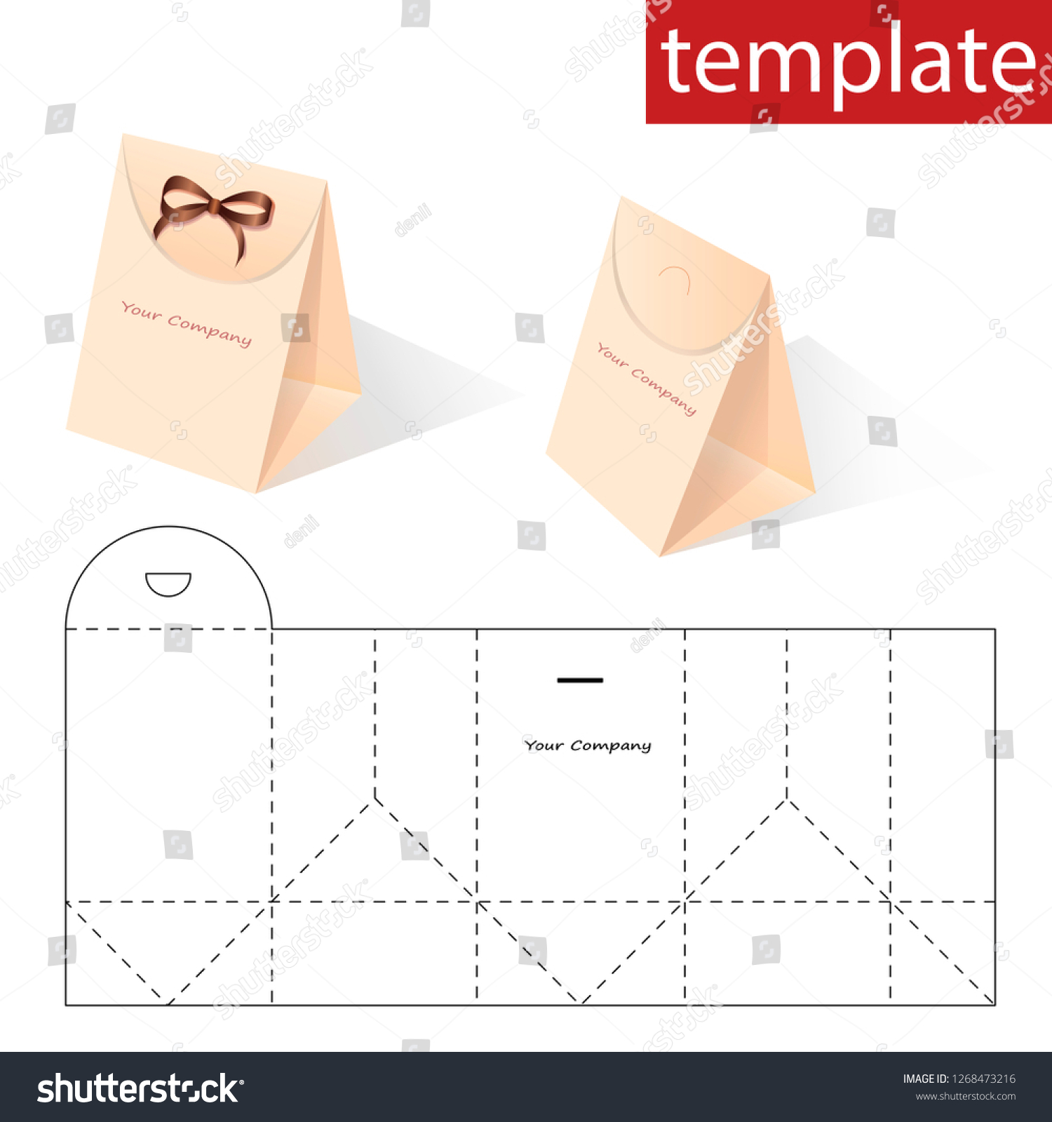 Retail Bag Box Die Cut Template Stock Vector (Royalty Free) 1268473216 ...