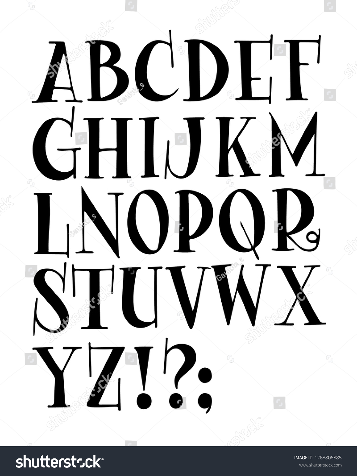 black and white hand lettering alphabet design, handwritten brus Stock  Vector Image & Art - Alamy